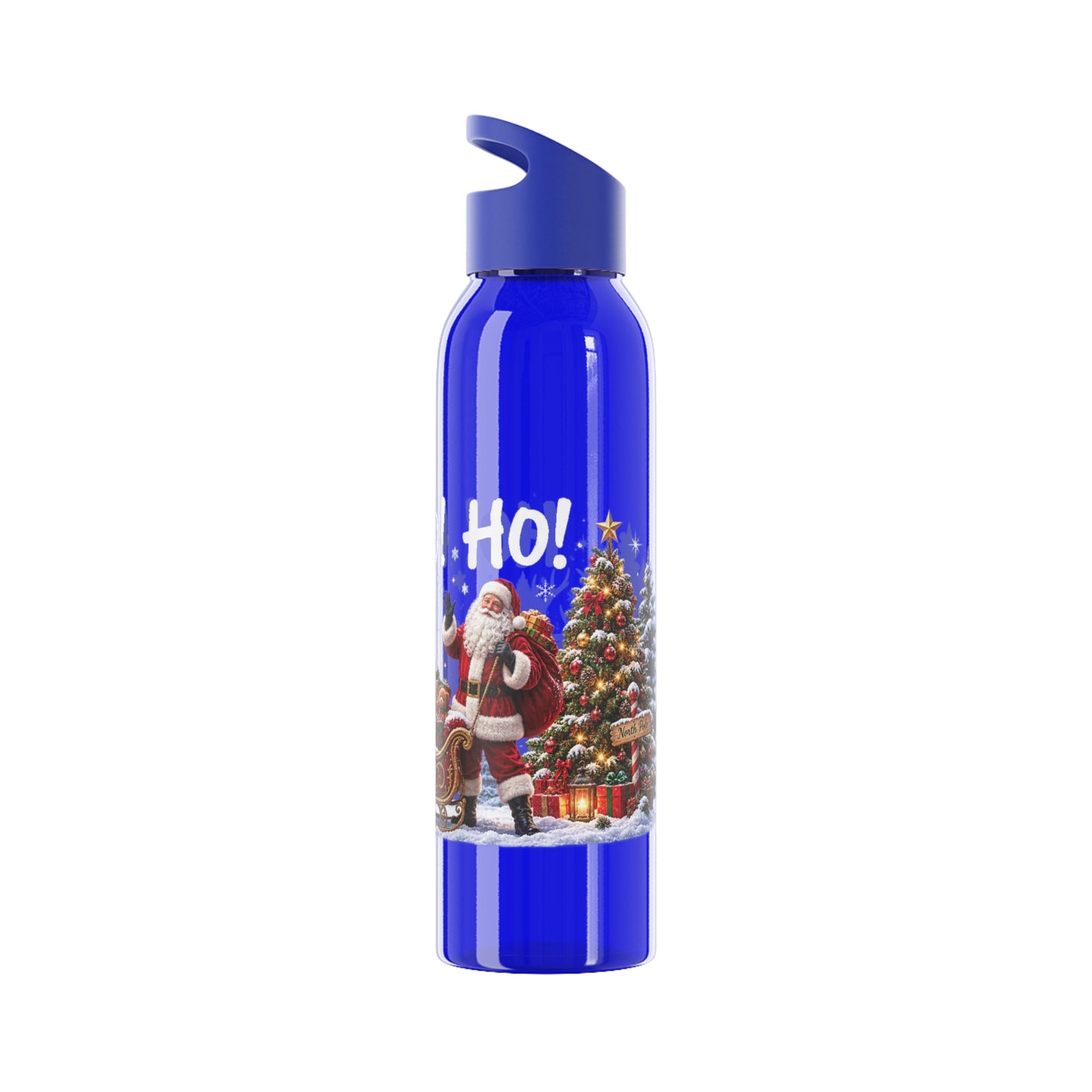 Ho Ho Ho Santa Christmas Water Bottle – Festive Sleigh Design