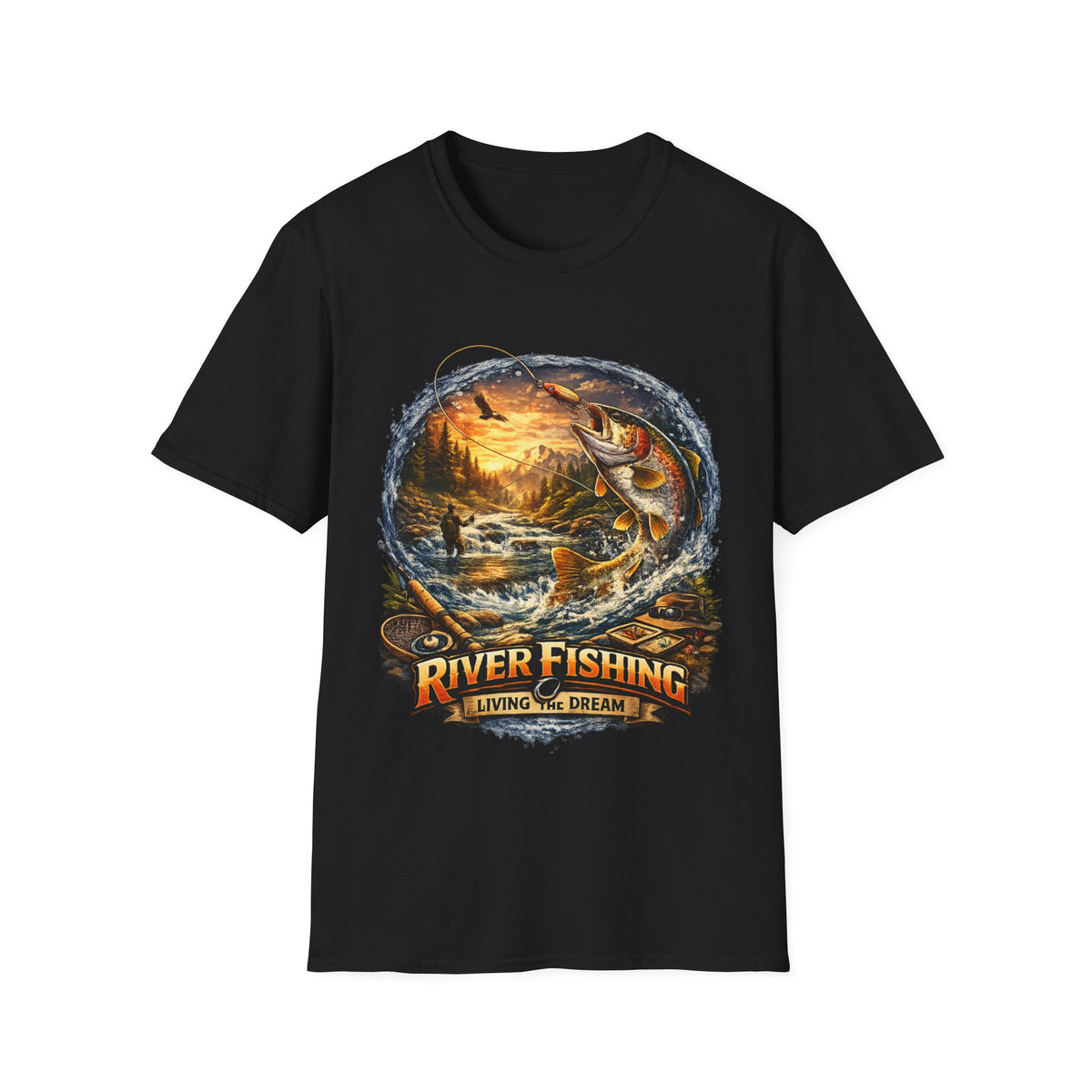 River Fishing Living the Dream T-Shirt – Angler Fishing Tee