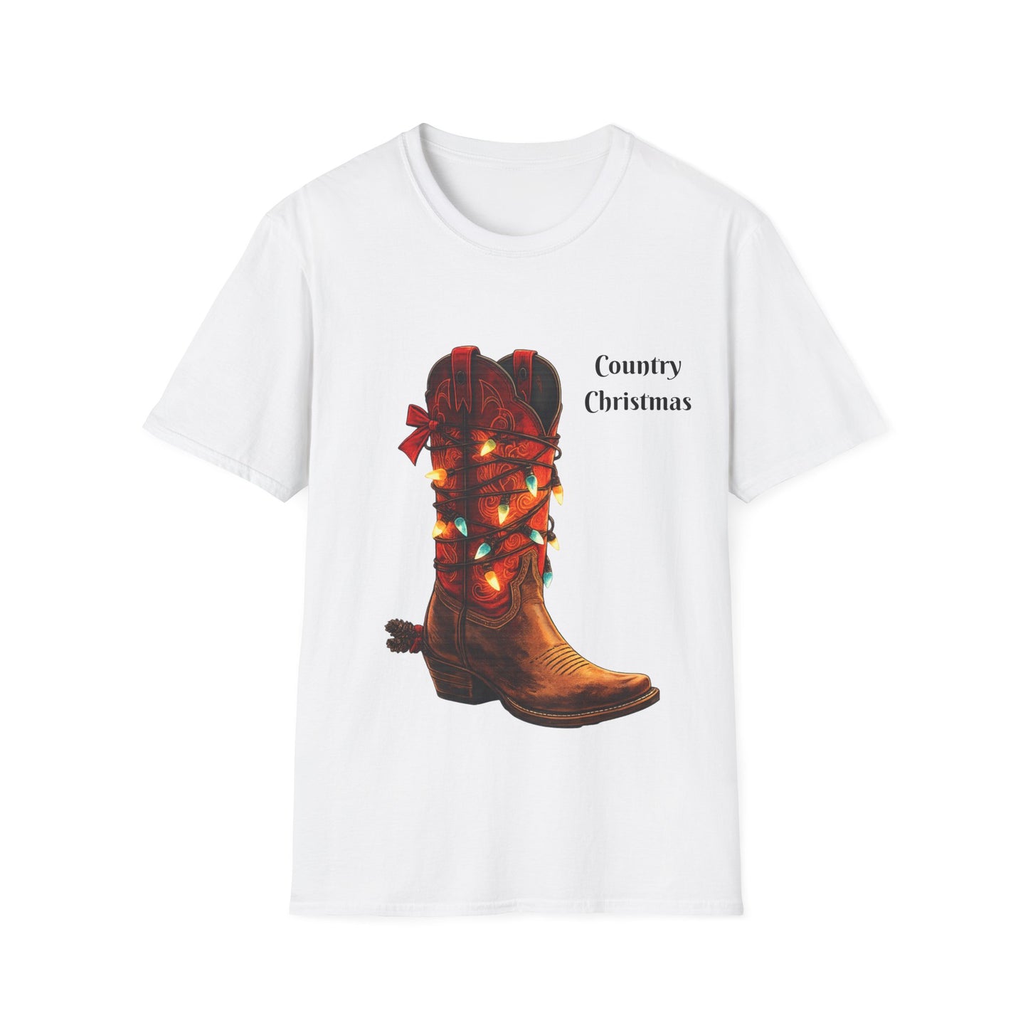 Country Christmas Cowboy Boot T-Shirt – Western Festive Tee