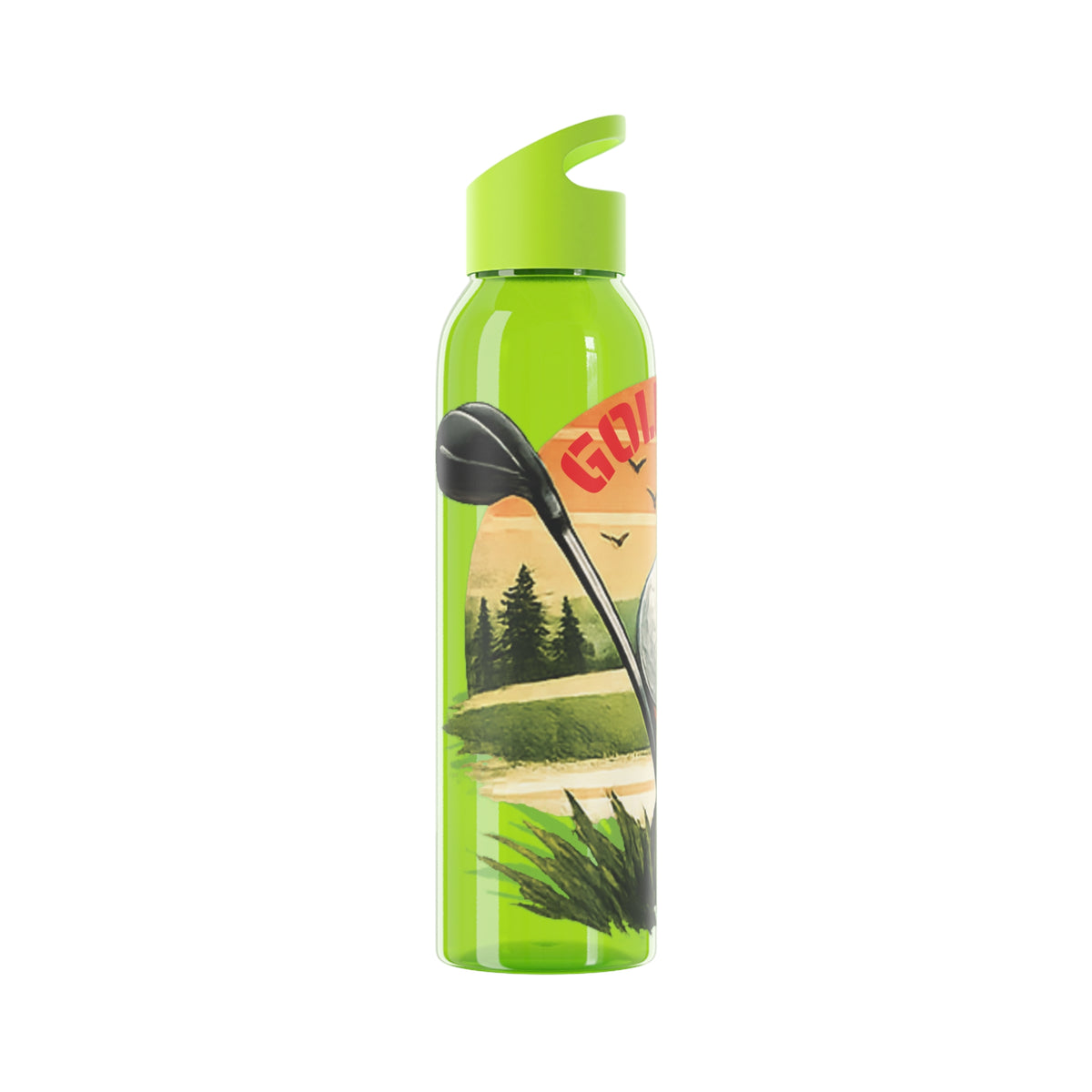 Gourde Golf Pro — Design rétro « Sunset » avec balle et tee de golf