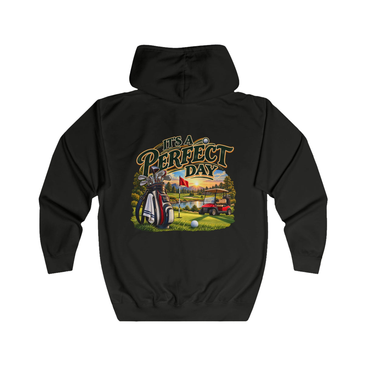 Sweat à capuche zippé graphique de golf « Perfect Day »
