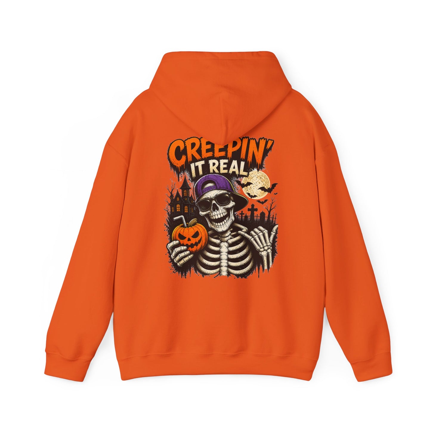 Creepin’ It Real Halloween Hoodie – Unisex Skeleton Graphic Hoodie