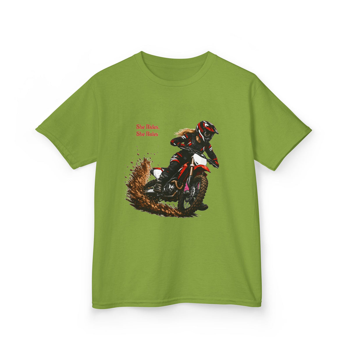 She Rides She Rules Youth T-Shirt – Girls Motocross Tee