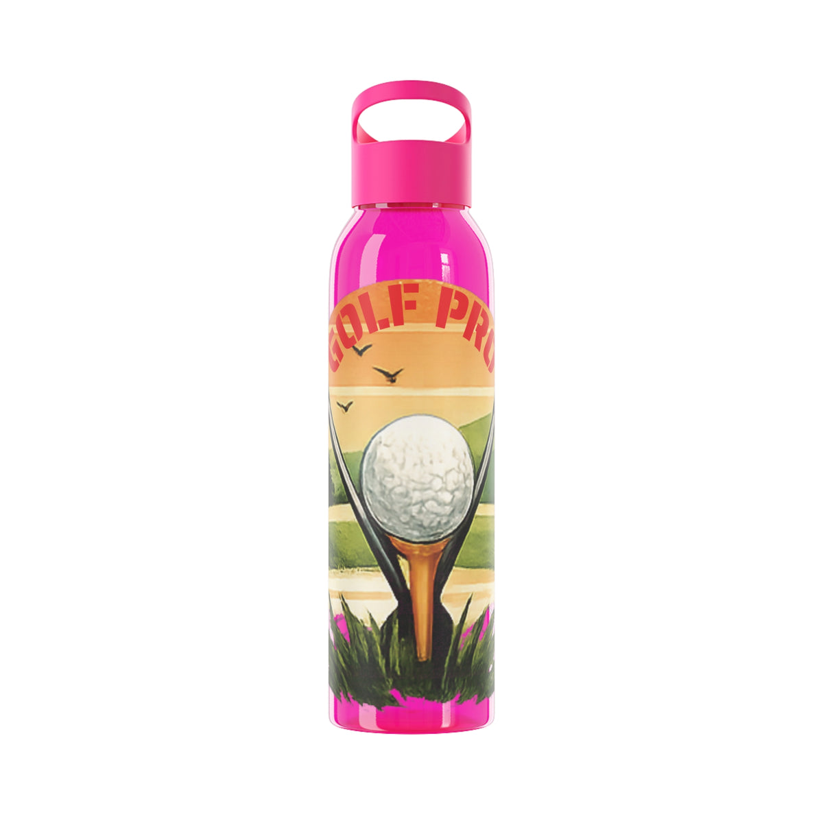 Gourde Golf Pro — Design rétro « Sunset » avec balle et tee de golf