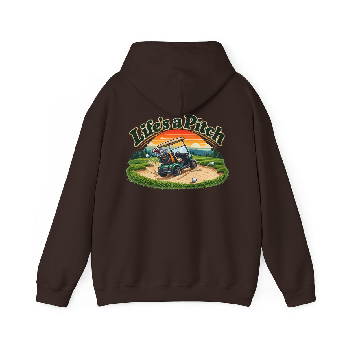 Life’s a Pitch Golf Hoodie – Golfer Back Print Hoodie