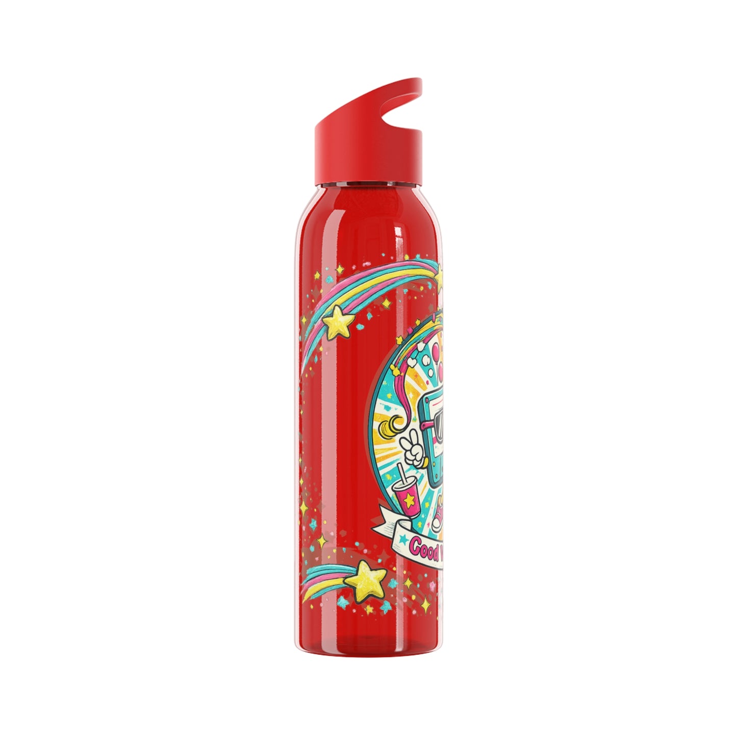 Retro Good Vibes Only Water Bottle | Colourful Reusable Drinks Bottle | Retro Cassette Bottle | 80s & 90s Inspired Hydration