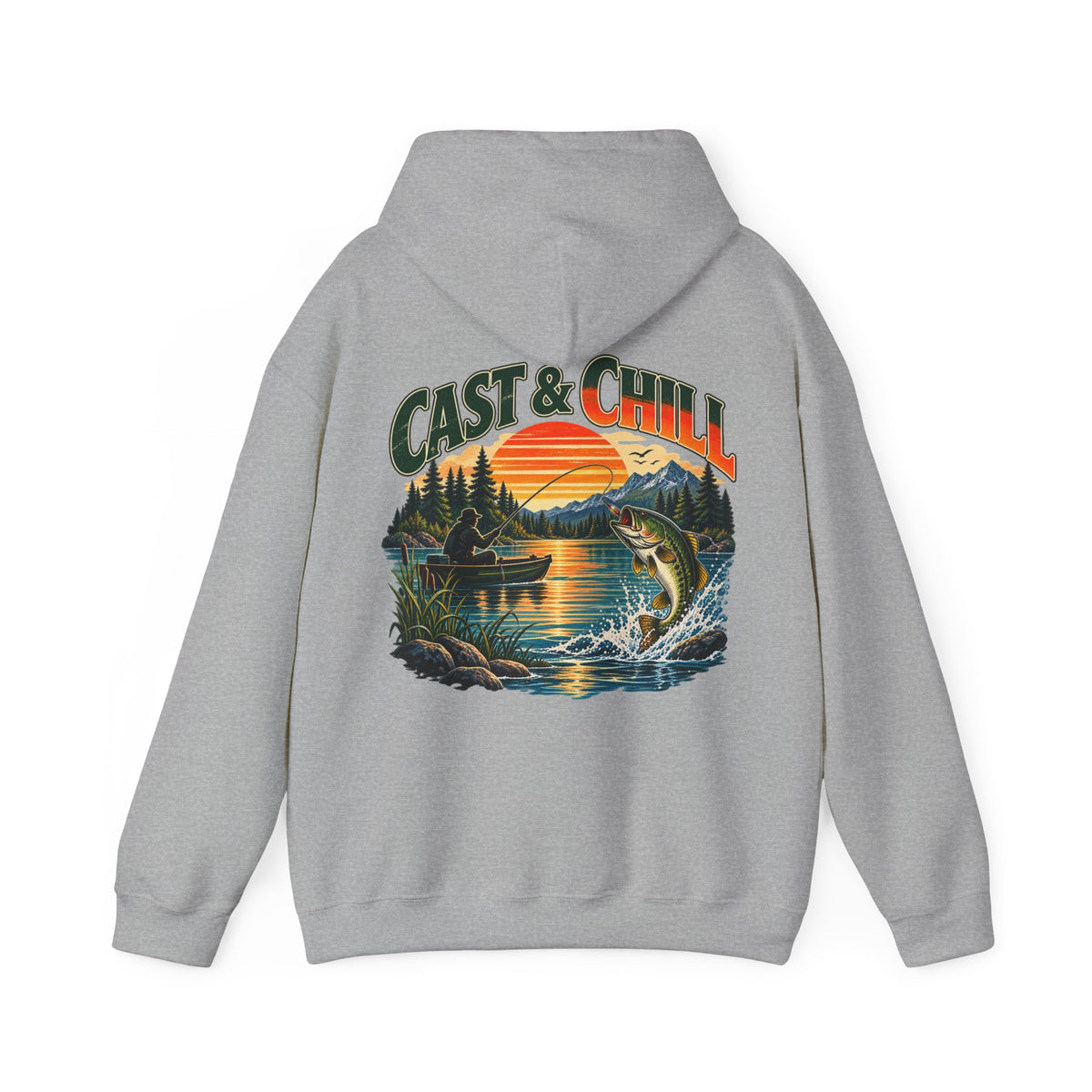 Cast & Chill Back Print Hoodie – Vintage Fishing Hoodie