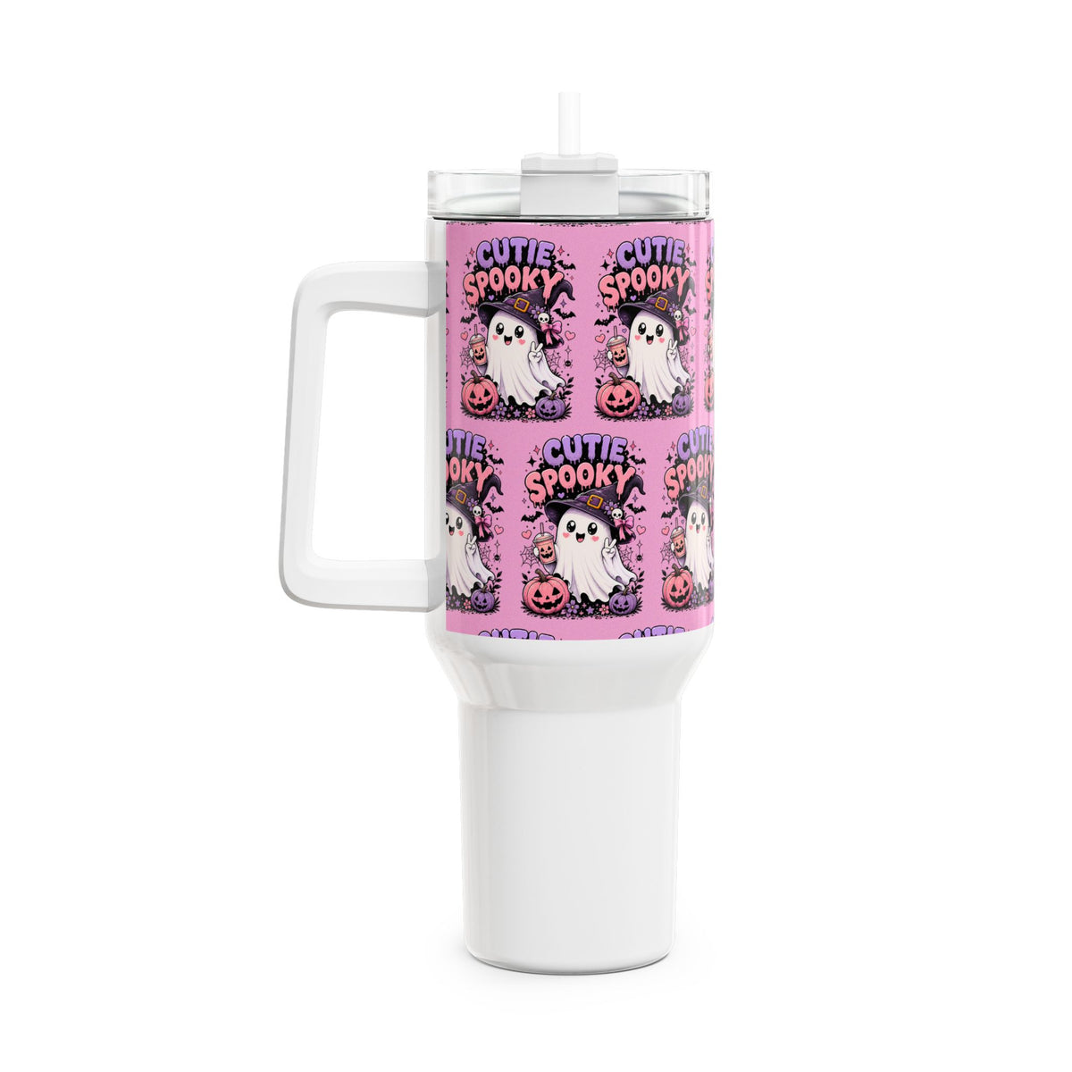 Cutie Spooky 40oz Insulated Tumbler with Straw – Halloween Ghost Travel Mug
