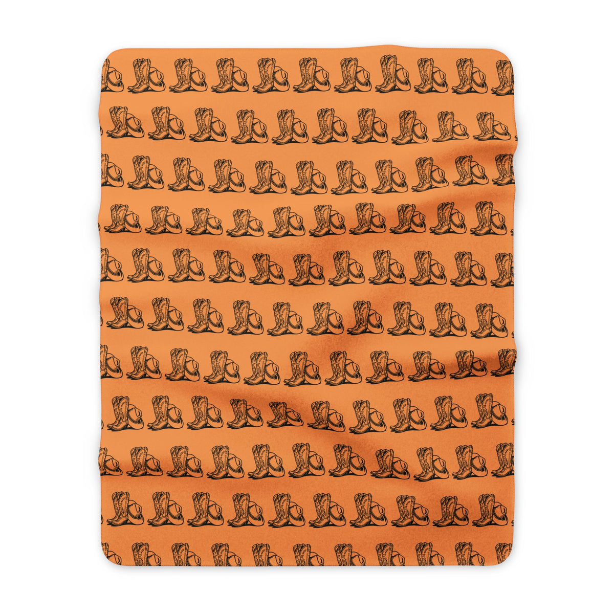 Cowboy Boots & Hat Terracotta Sherpa Throw Blanket