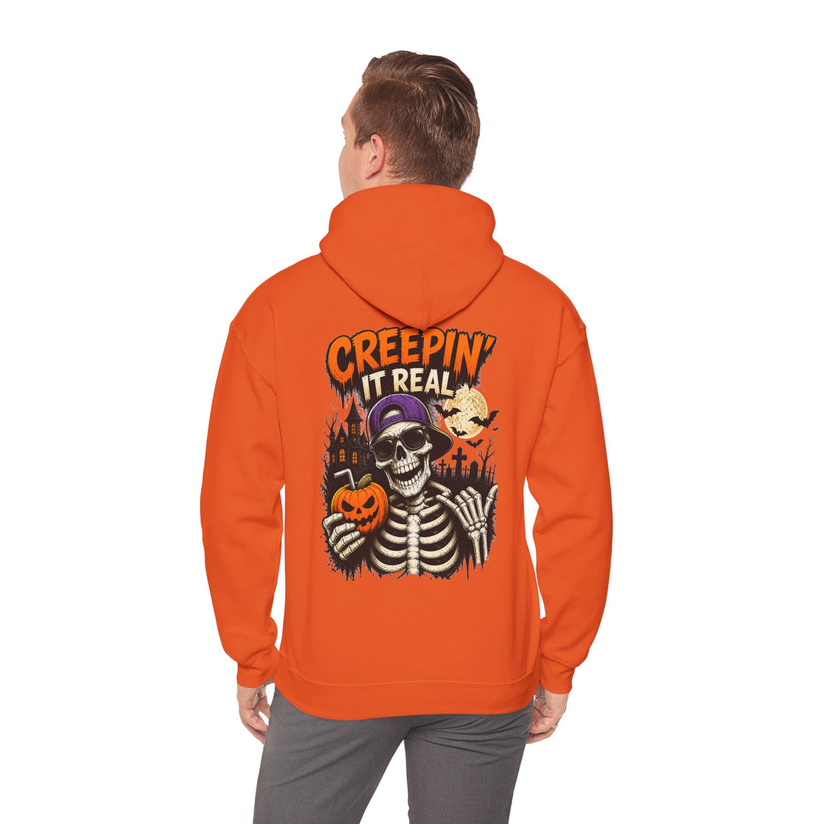 Creepin’ It Real Halloween Hoodie – Unisex Skeleton Graphic Hoodie