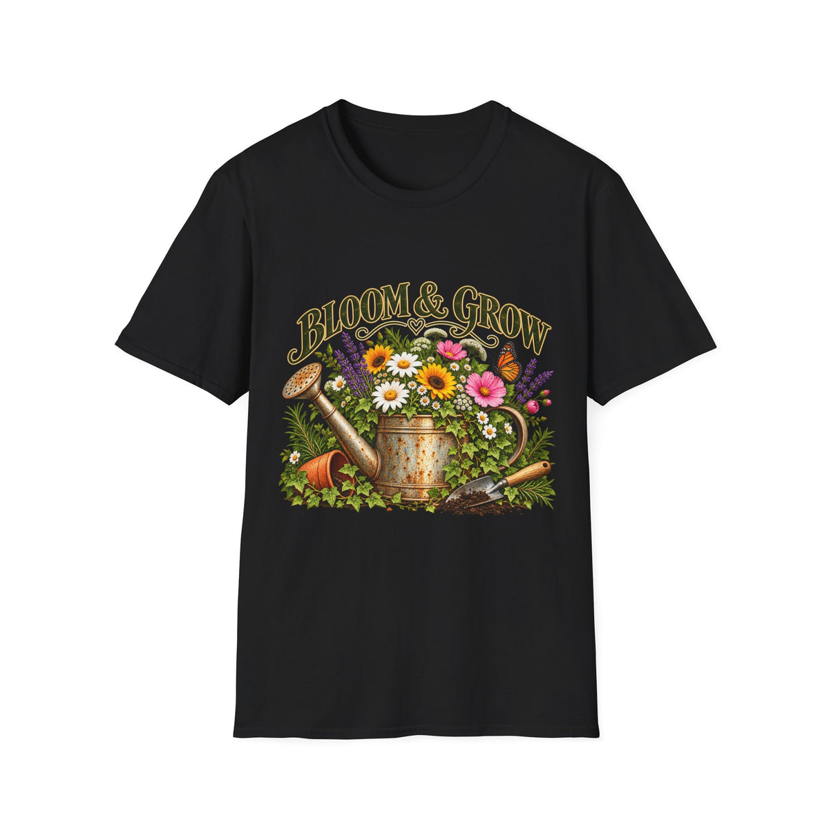 Bloom & Grow Vintage Garden – Front Print T-Shirt