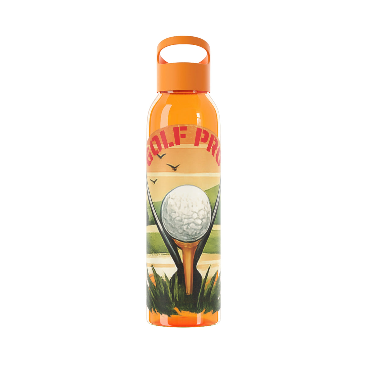 Gourde Golf Pro — Design rétro « Sunset » avec balle et tee de golf