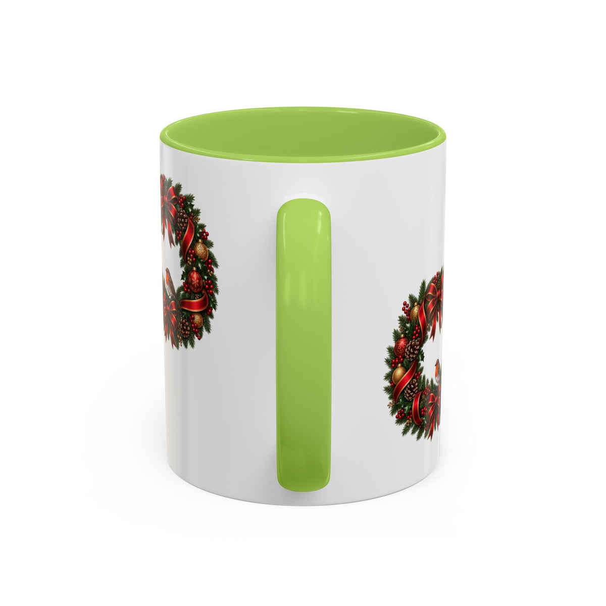 Christmas Wreath & Robin Accent Mug – Festive Christmas Mug