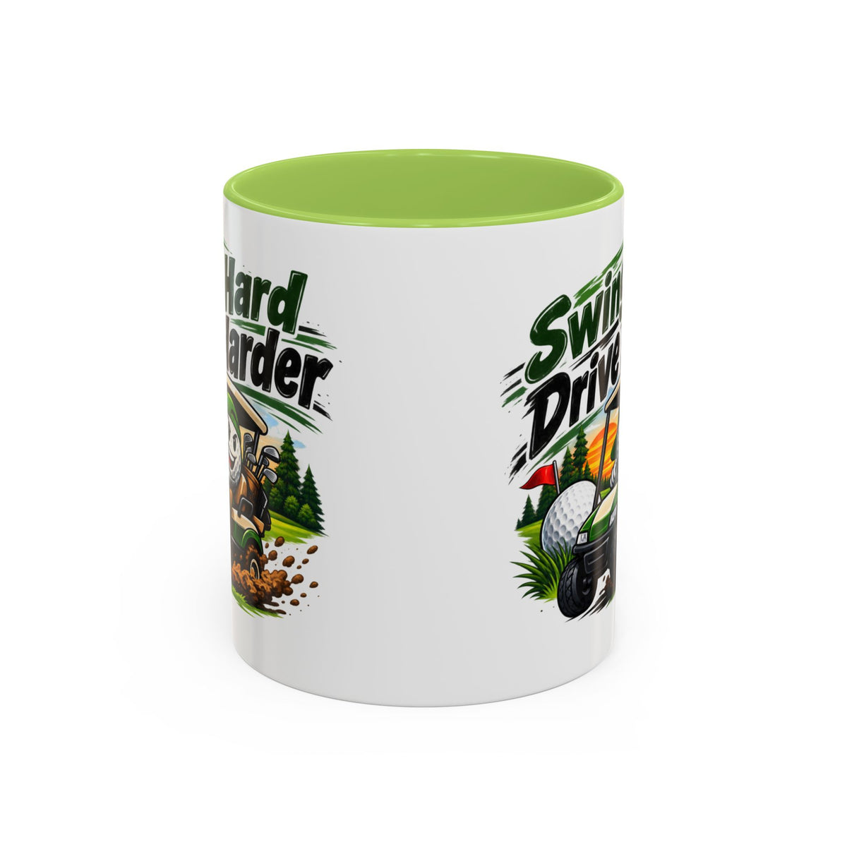 Swing Hard Golf Accent Mug – Drive Harder Golf Cart Design