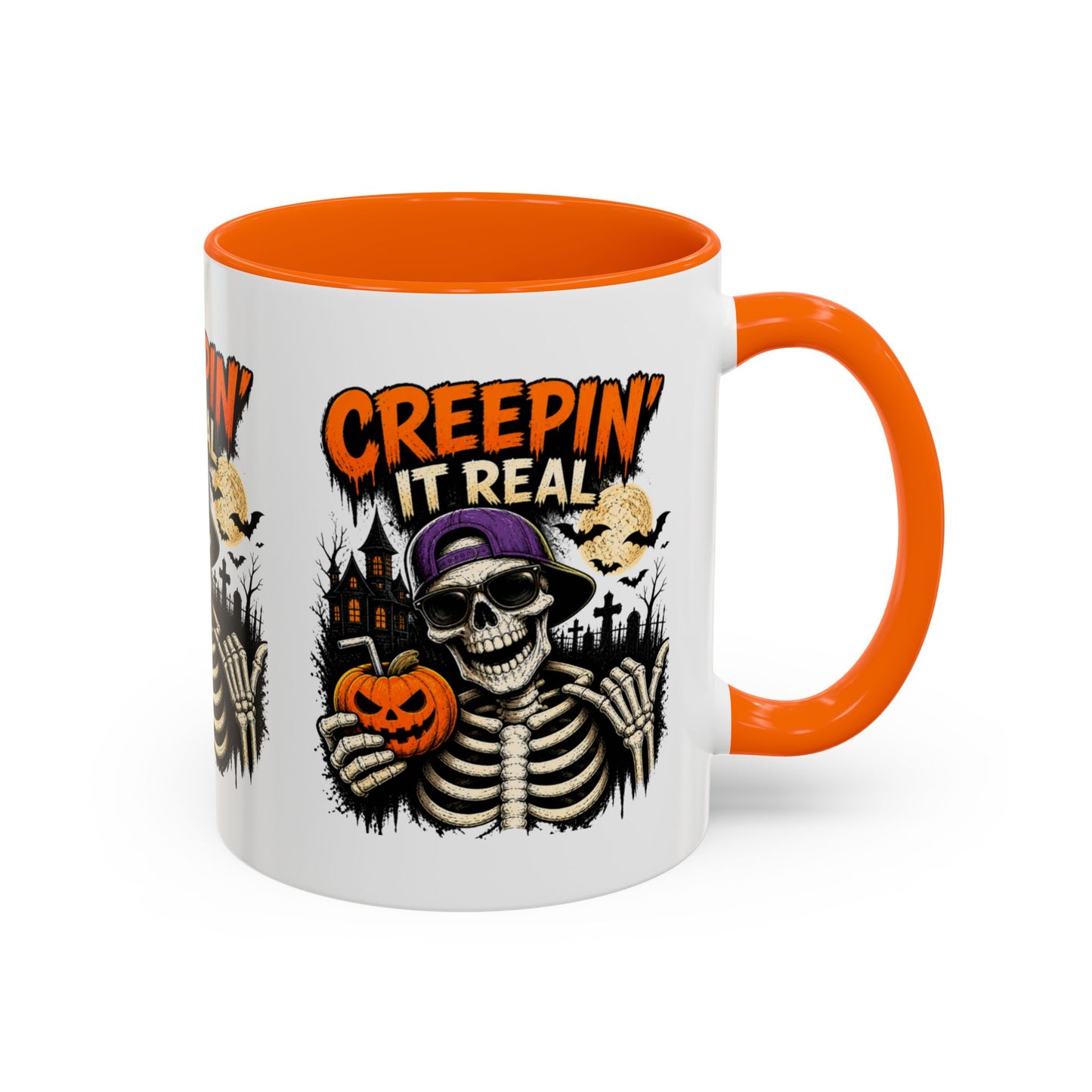 Creepin’ It Real Halloween Accent Mug – Skeleton Coffee Mug