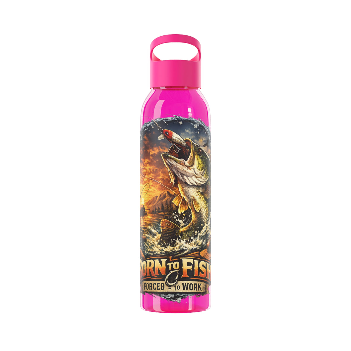 Born to Fish Forced to Work Water Bottle – Angler Fishing Bottle