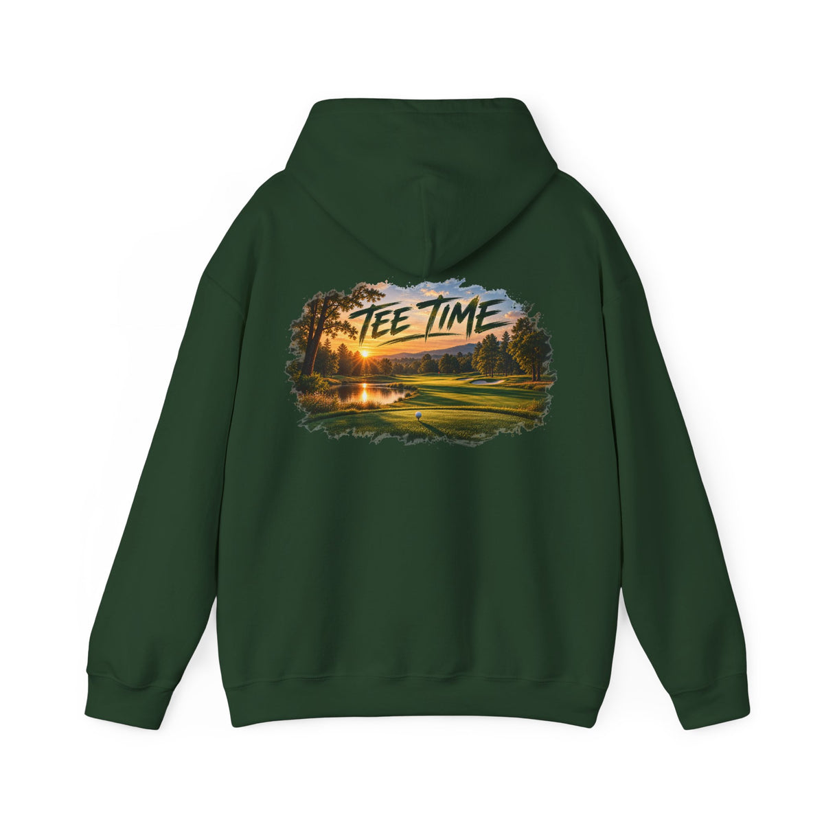 Tee Time Golf Hoodie – Sunset Golf Course Back Print