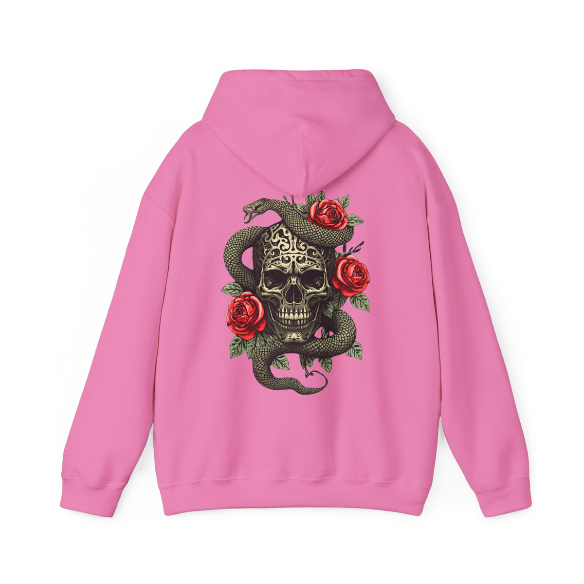 Kapuzenpullover Eiserner Schädel mit Schlange und Rosen | Rückendruck