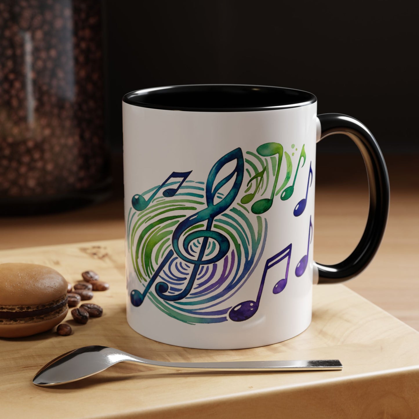 Musical Notes Accent Coffee Mug | Music Lover Mug | Gift for Singers, Musicians & Music Fans | Ceramic Accent Mug