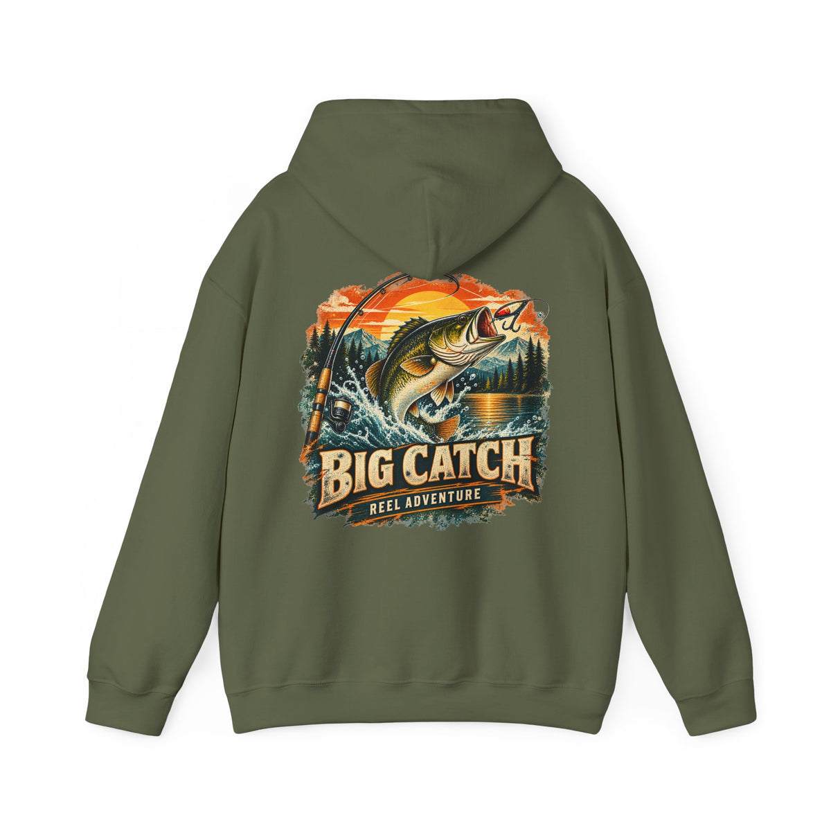Big Catch Reel Adventure Back Print Hoodie – Vintage Fishing Hoodie