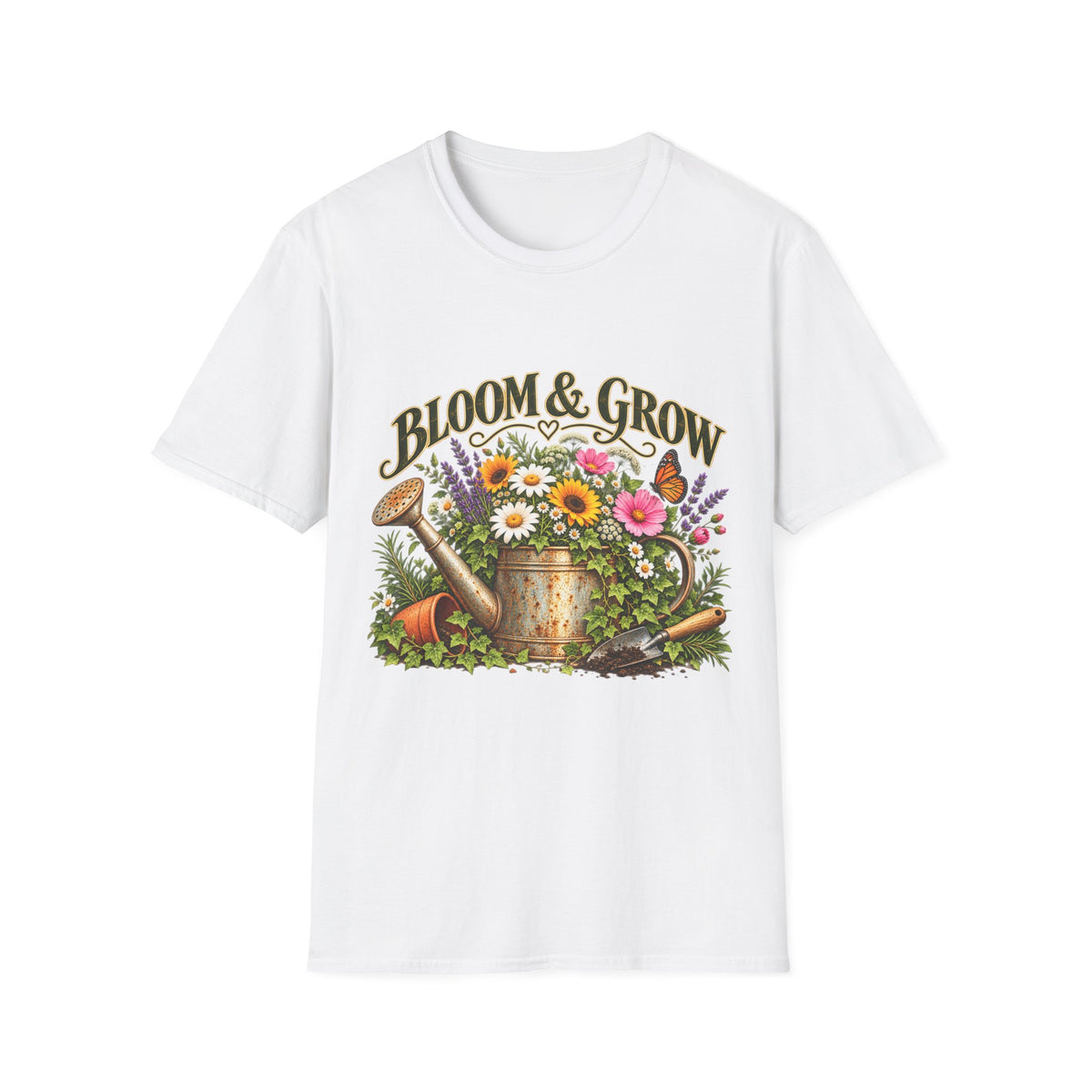 Bloom & Grow Vintage Garden – Front Print T-Shirt
