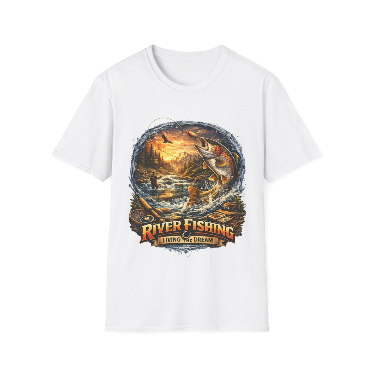 River Fishing Living the Dream T-Shirt – Angler Fishing Tee