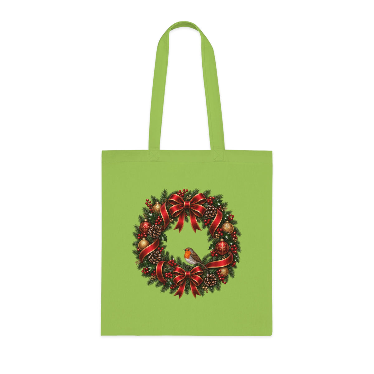 Christmas Wreath & Robin Cotton Tote Bag – Festive Christmas Bag