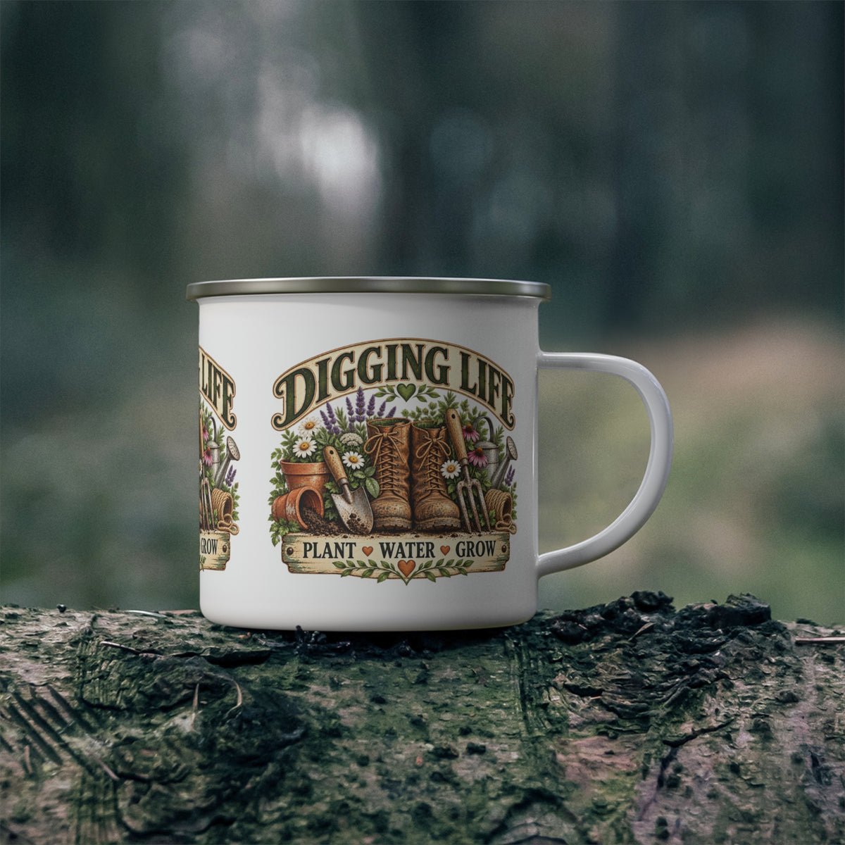 Digging Life Pflanze Wasser Wachsen Gärtner Emaille-Tasse