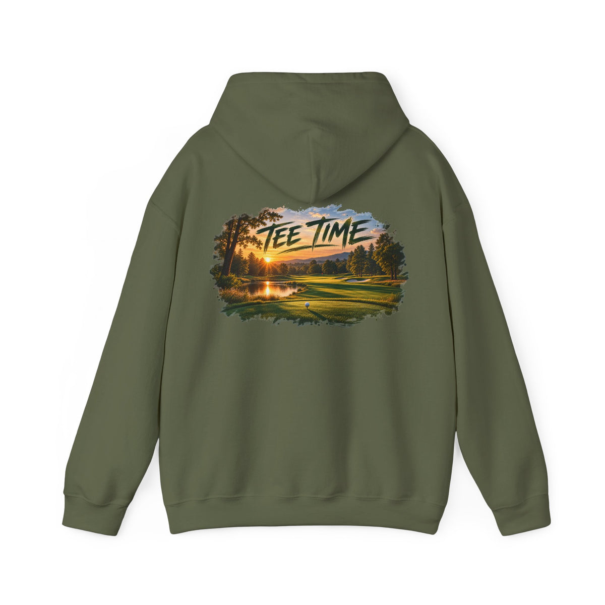 Tee Time Golf Hoodie – Sunset Golf Course Back Print