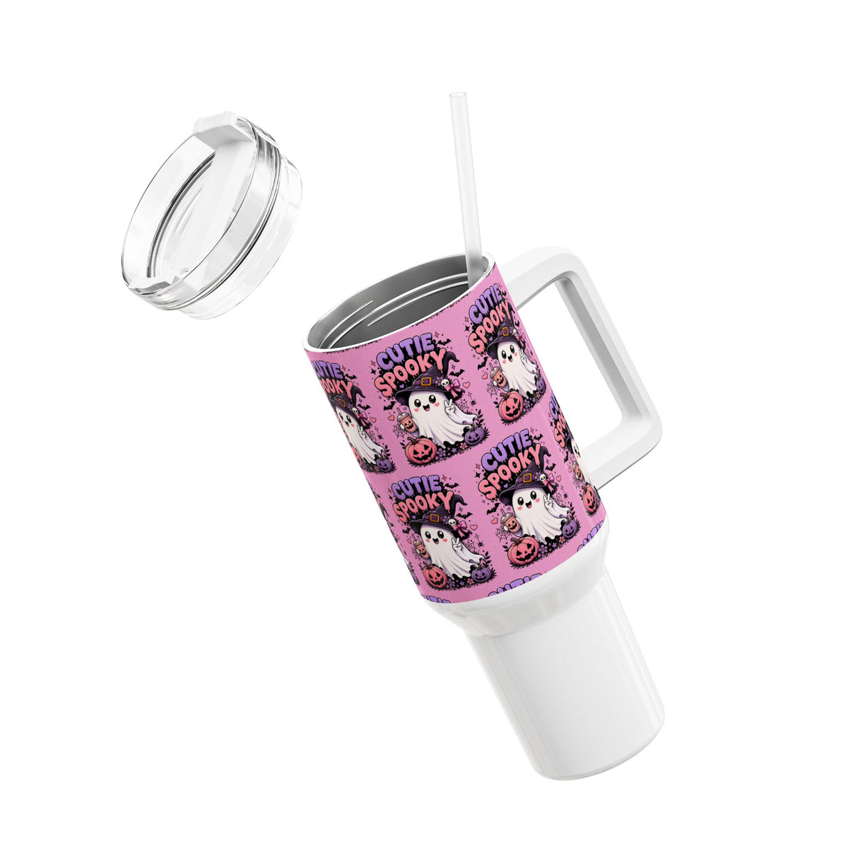 Cutie Spooky 40oz Insulated Tumbler with Straw – Halloween Ghost Travel Mug