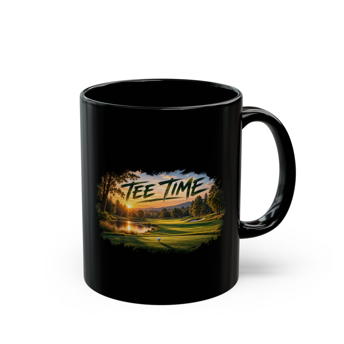 Tee Time Golf Mug – Black Golf Course Coffee Mug