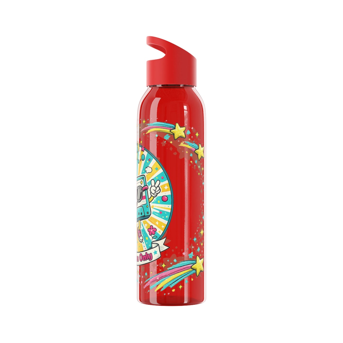 Retro Good Vibes Only Water Bottle | Colourful Reusable Drinks Bottle | Retro Cassette Bottle | 80s & 90s Inspired Hydration