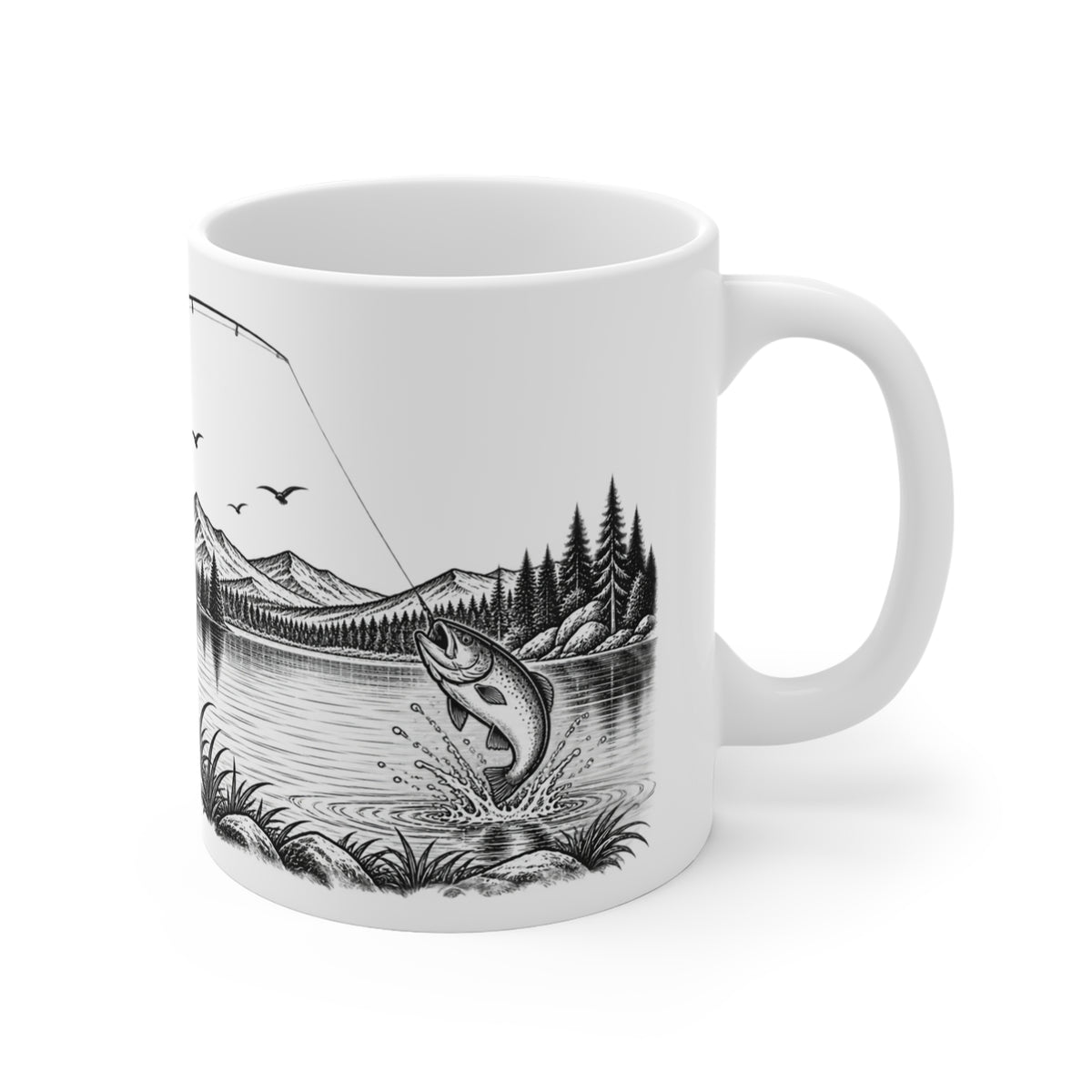 Fishing Friends Illustrated Mug – Black & White Fishing Mug