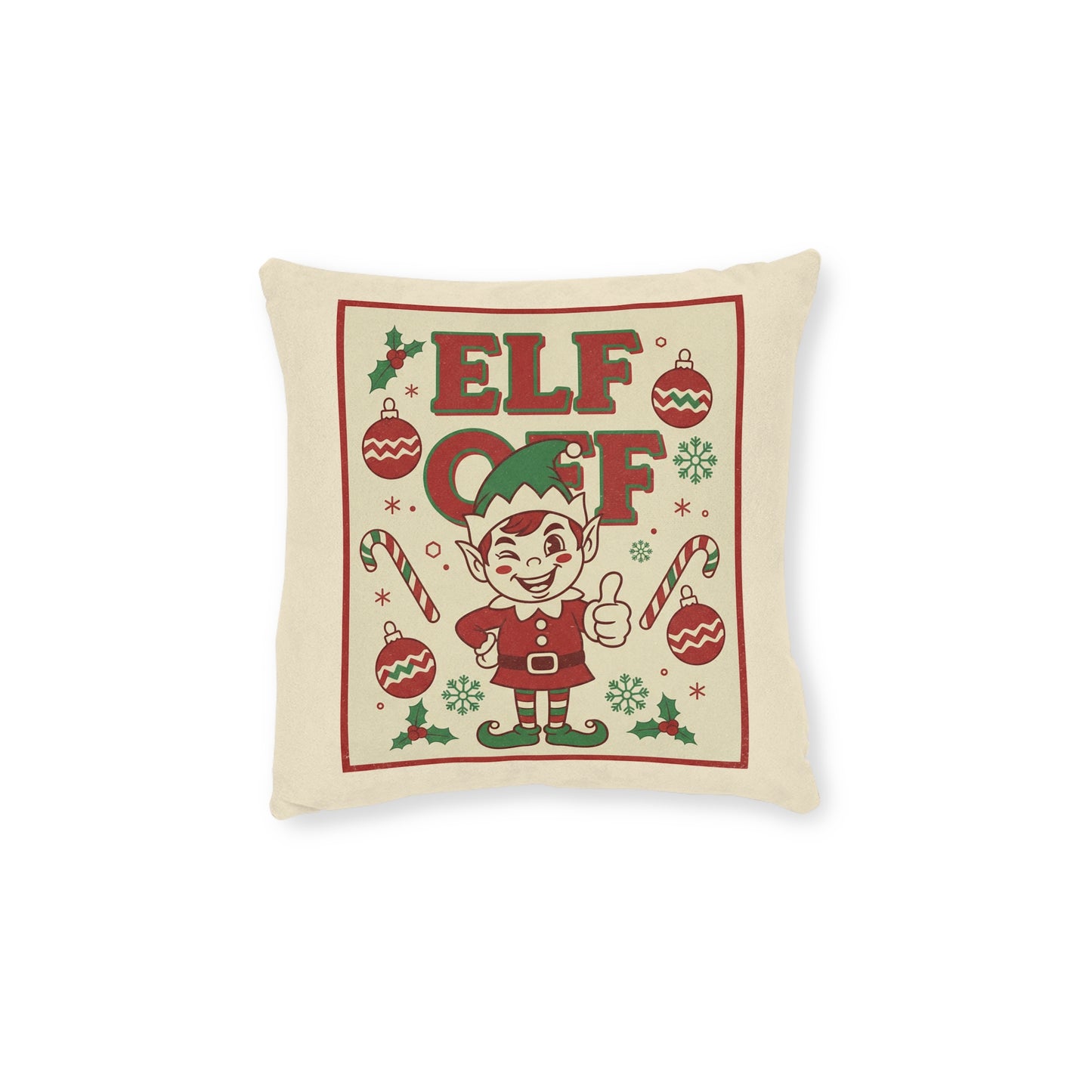 Elf Off Christmas Cushion – Funny Retro Festive Pillow