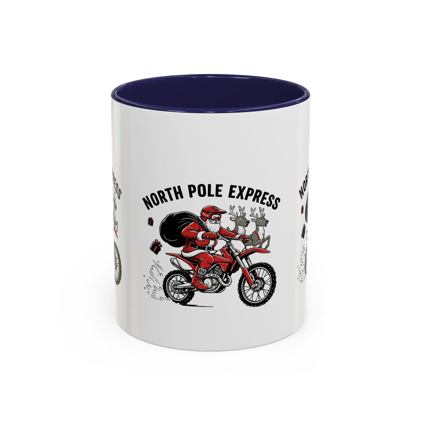 North Pole Express Motocross Santa Christmas Accent Mug