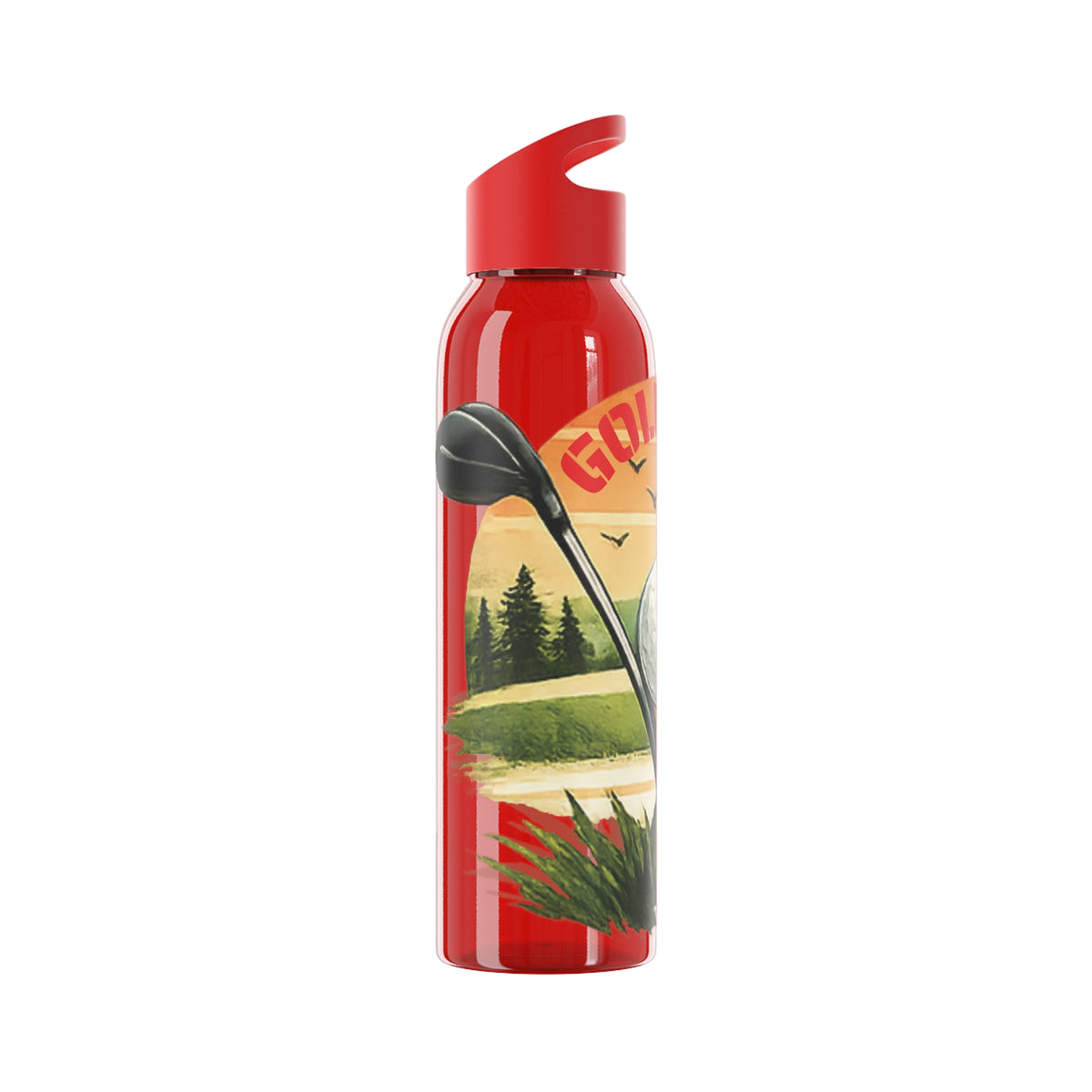 Gourde Golf Pro — Design rétro « Sunset » avec balle et tee de golf