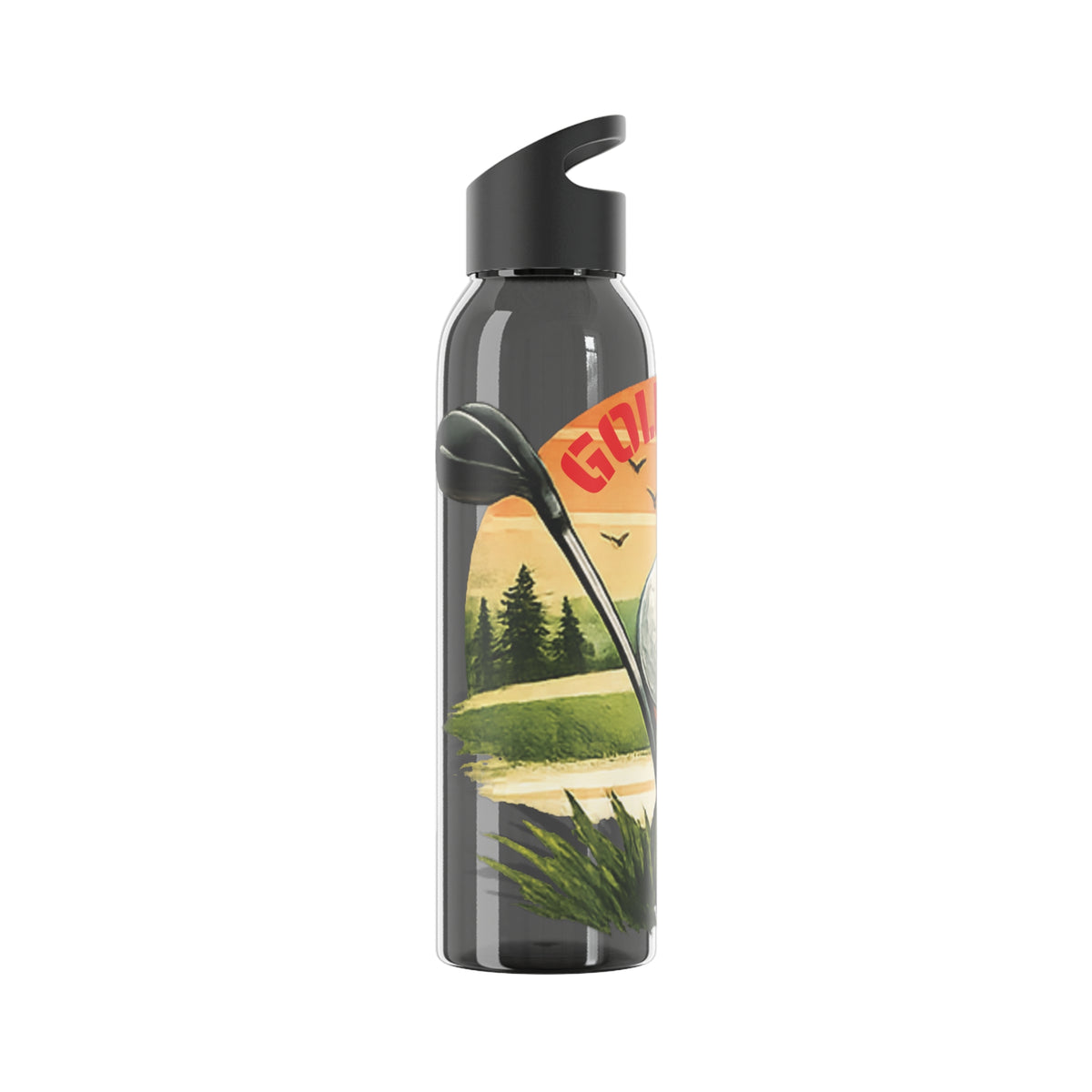Gourde Golf Pro — Design rétro « Sunset » avec balle et tee de golf