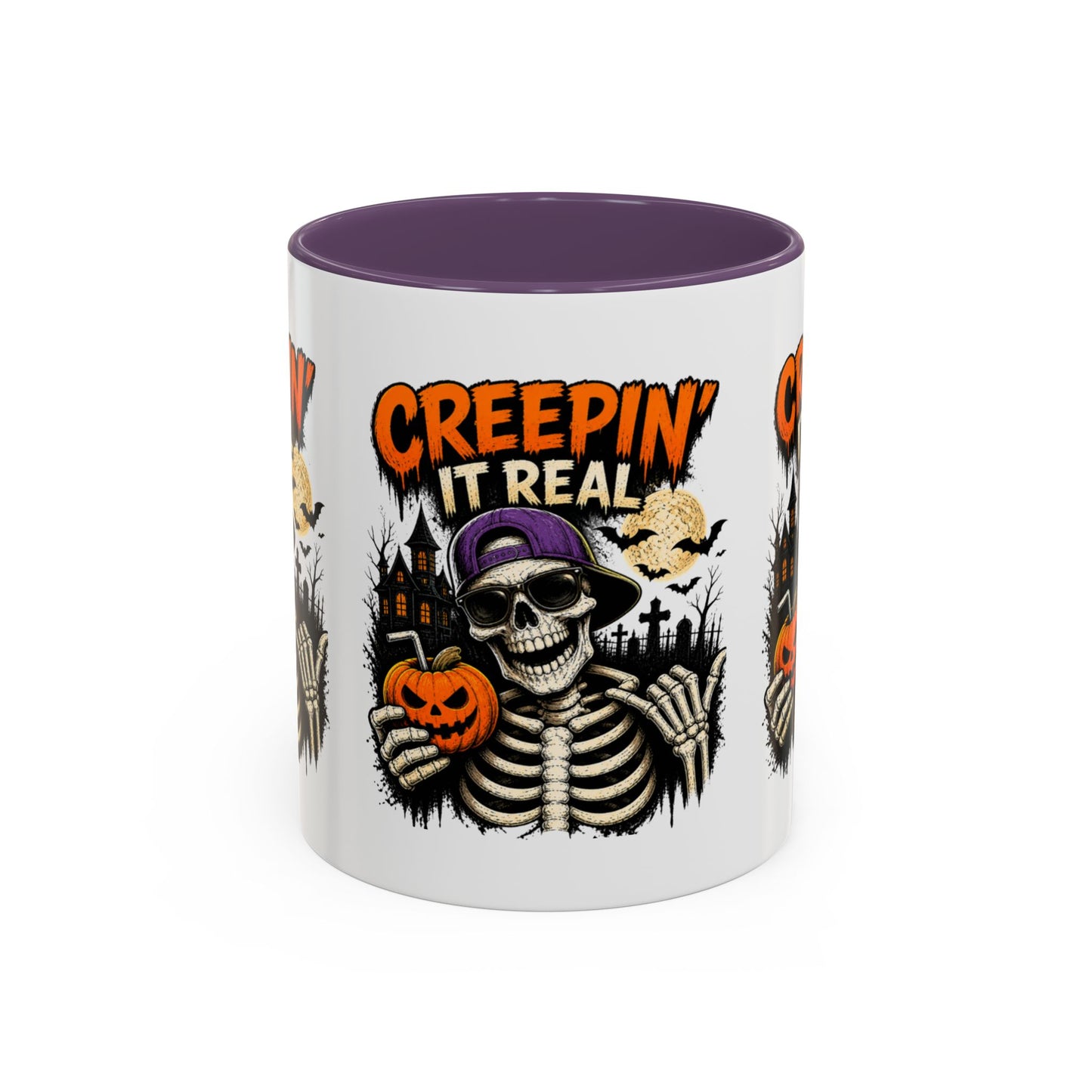 Creepin’ It Real Halloween Accent Mug – Skeleton Coffee Mug