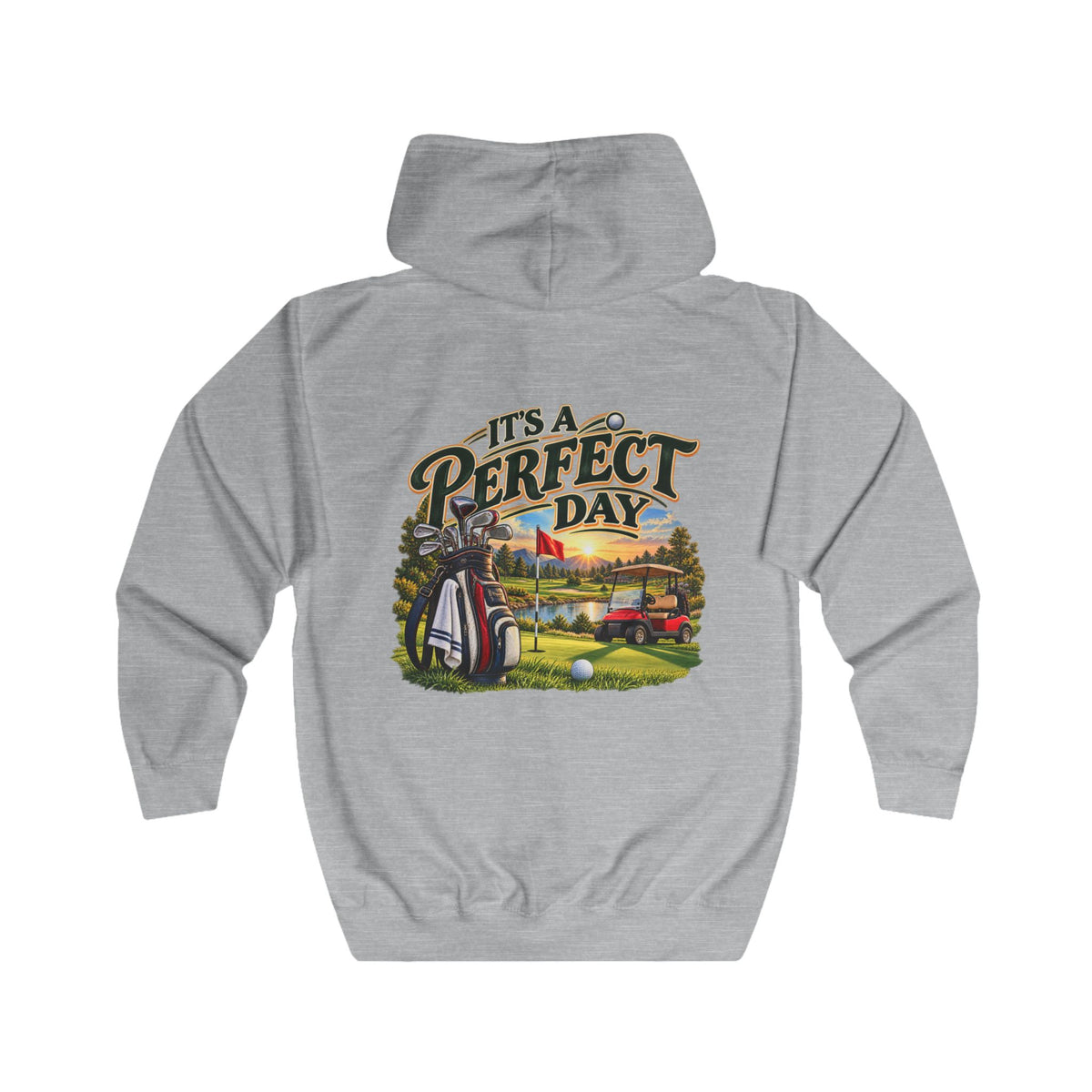 Sweat à capuche zippé graphique de golf « Perfect Day »
