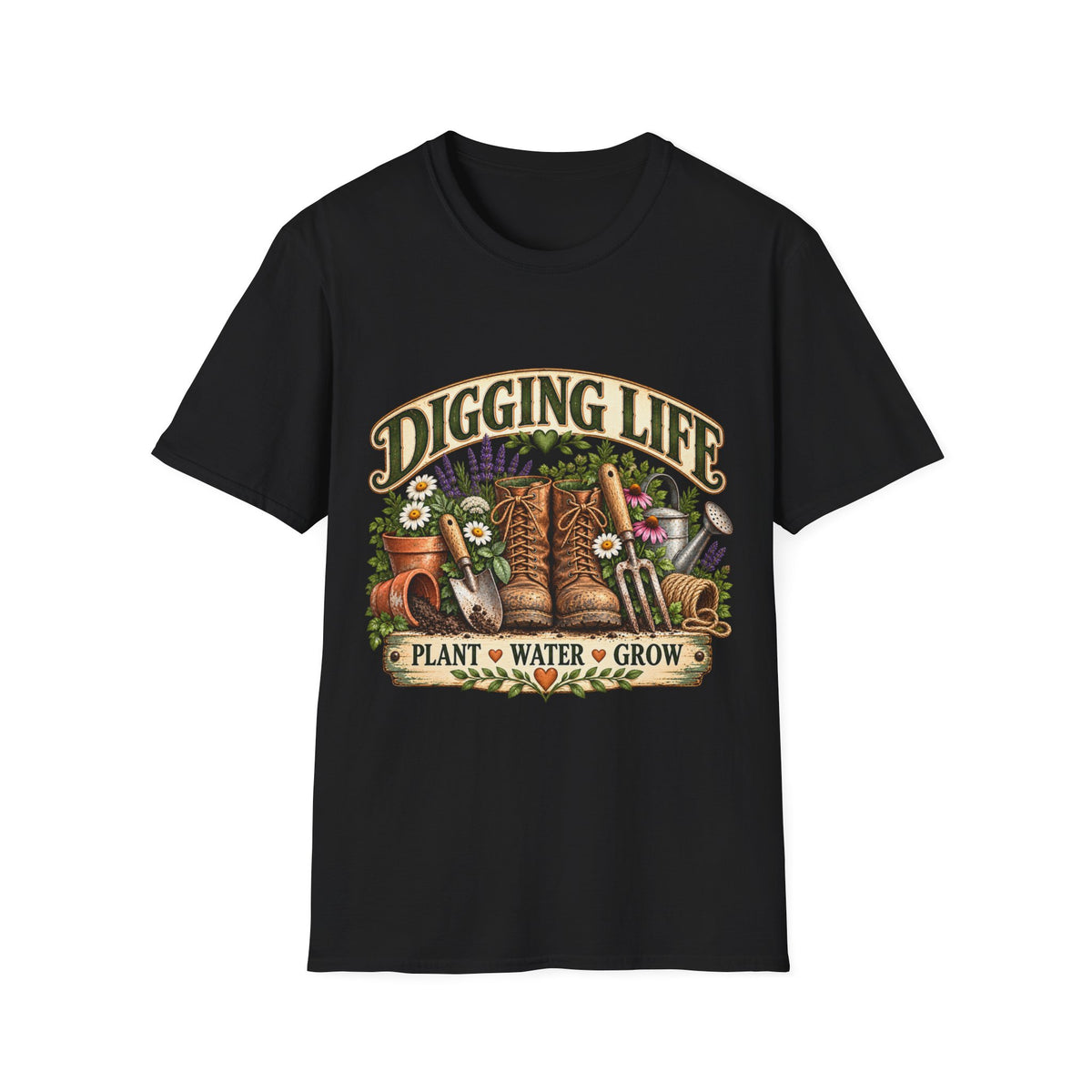 Digging Life Pflanze Wasser Wachsen Vintage Gartenarbeit T-Shirt