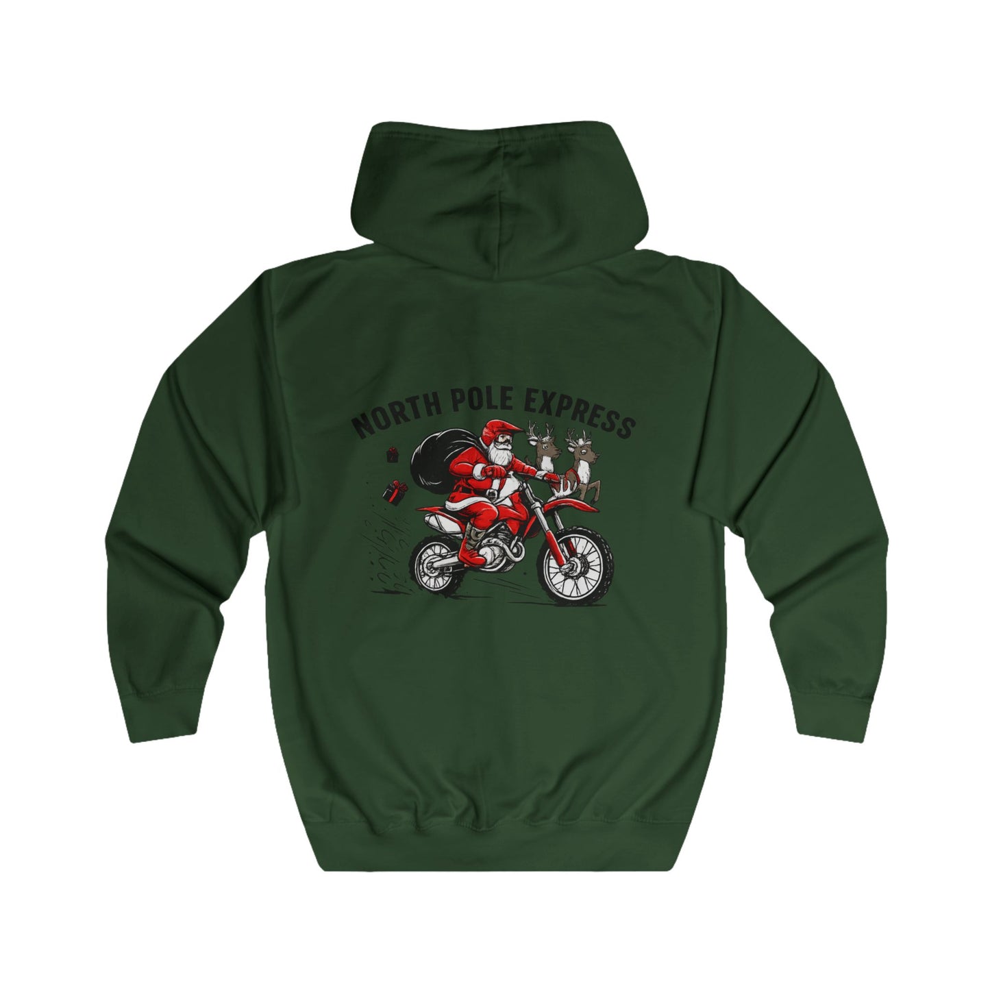 North Pole Express Motocross Christmas Zip Hoodie – Unisex