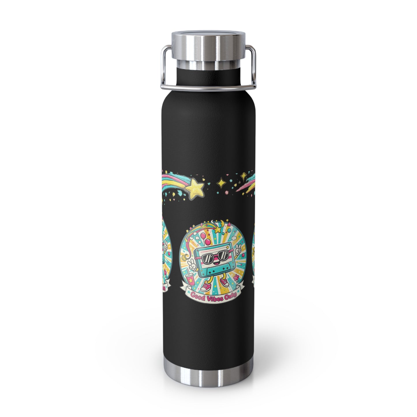 Retro Good Vibes Only Insulated Flask | Colourful Retro Travel Bottle | Stainless Steel Drinks Bottle | 80s & 90s Inspired