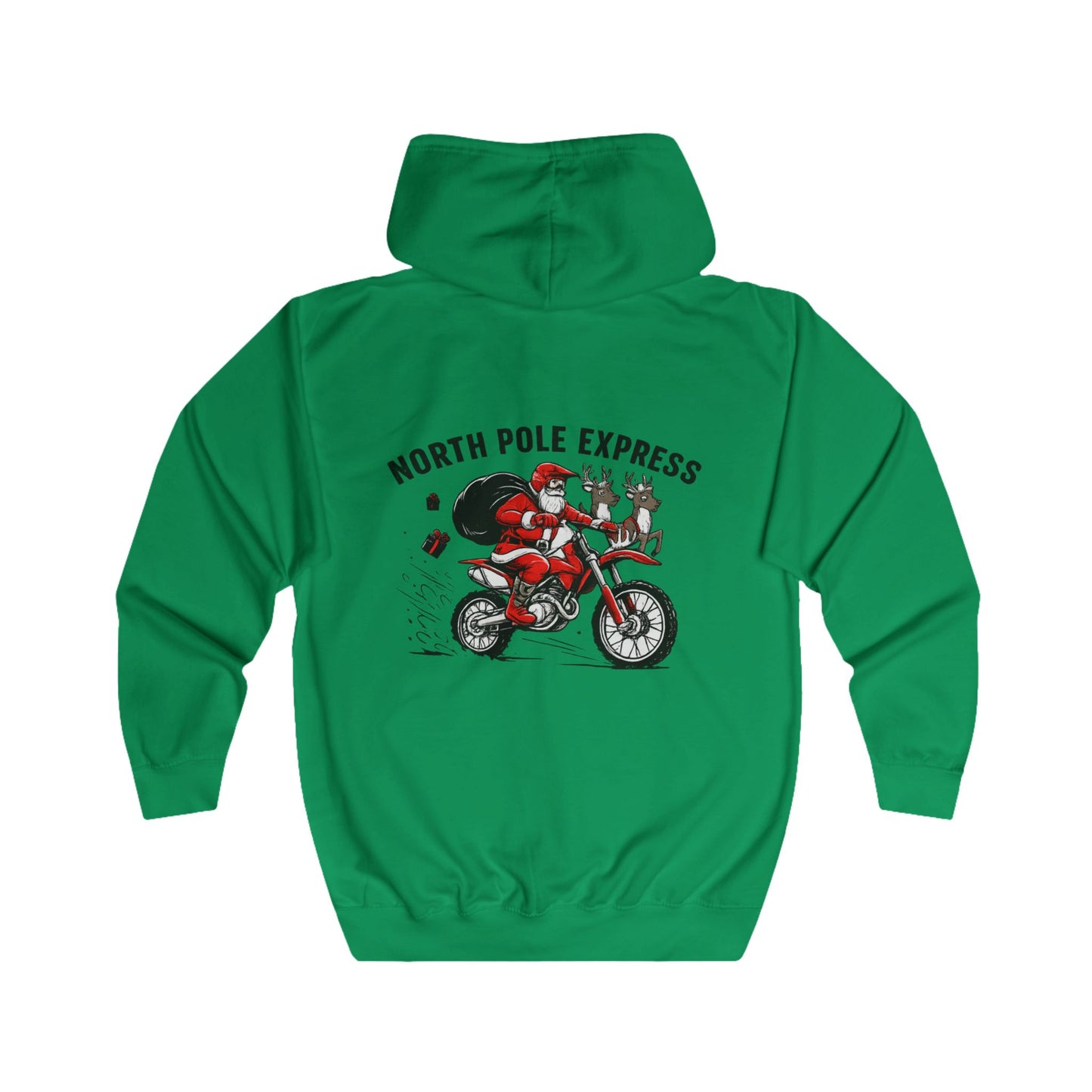 North Pole Express Motocross Christmas Zip Hoodie – Unisex