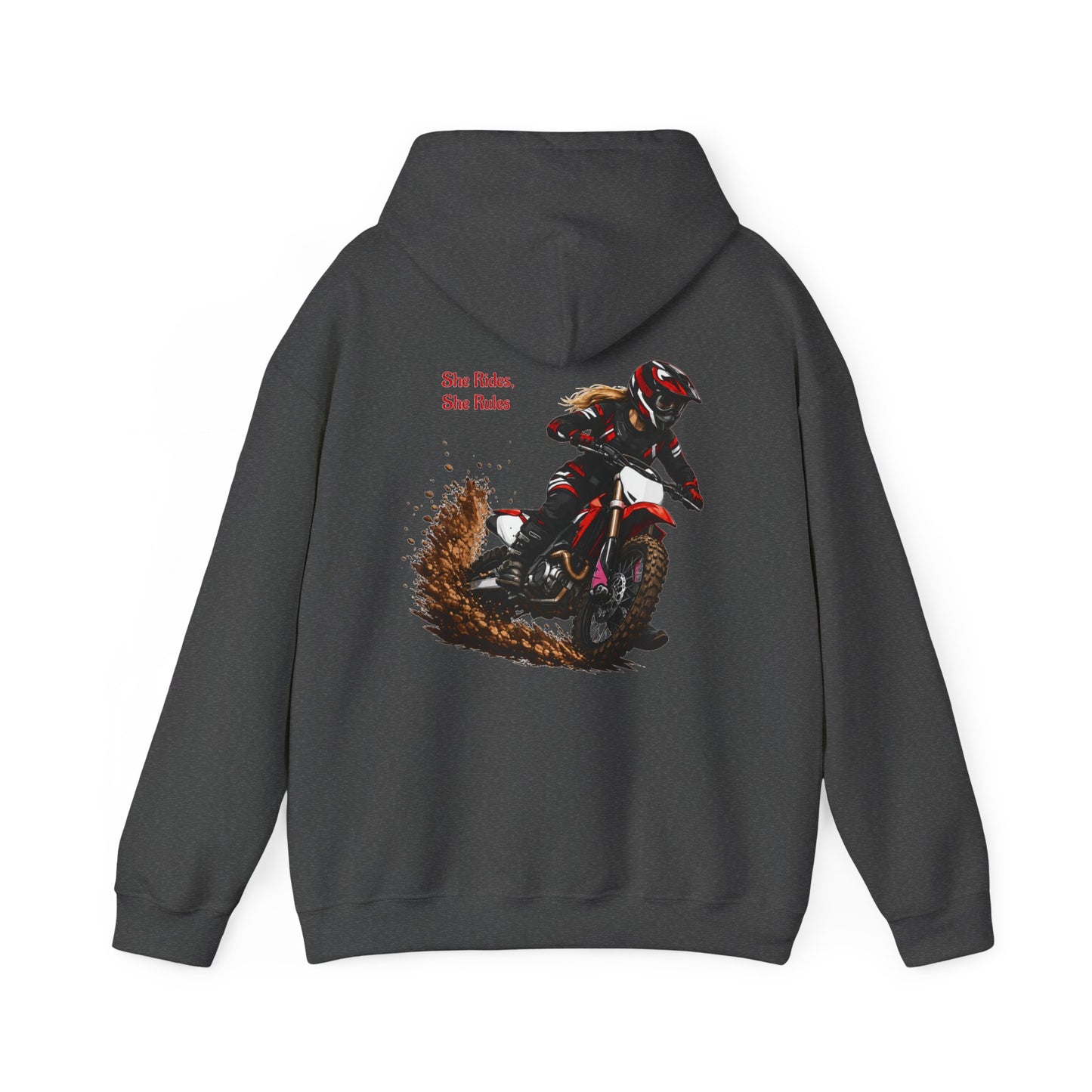 She Rides She Rules Motocross Hoodie — Dirt Bike Racing Sweatshirt for Riders