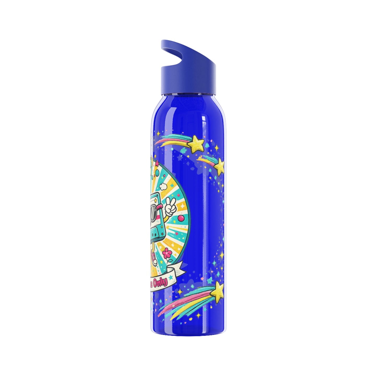 Retro Good Vibes Only Water Bottle | Colourful Reusable Drinks Bottle | Retro Cassette Bottle | 80s & 90s Inspired Hydration
