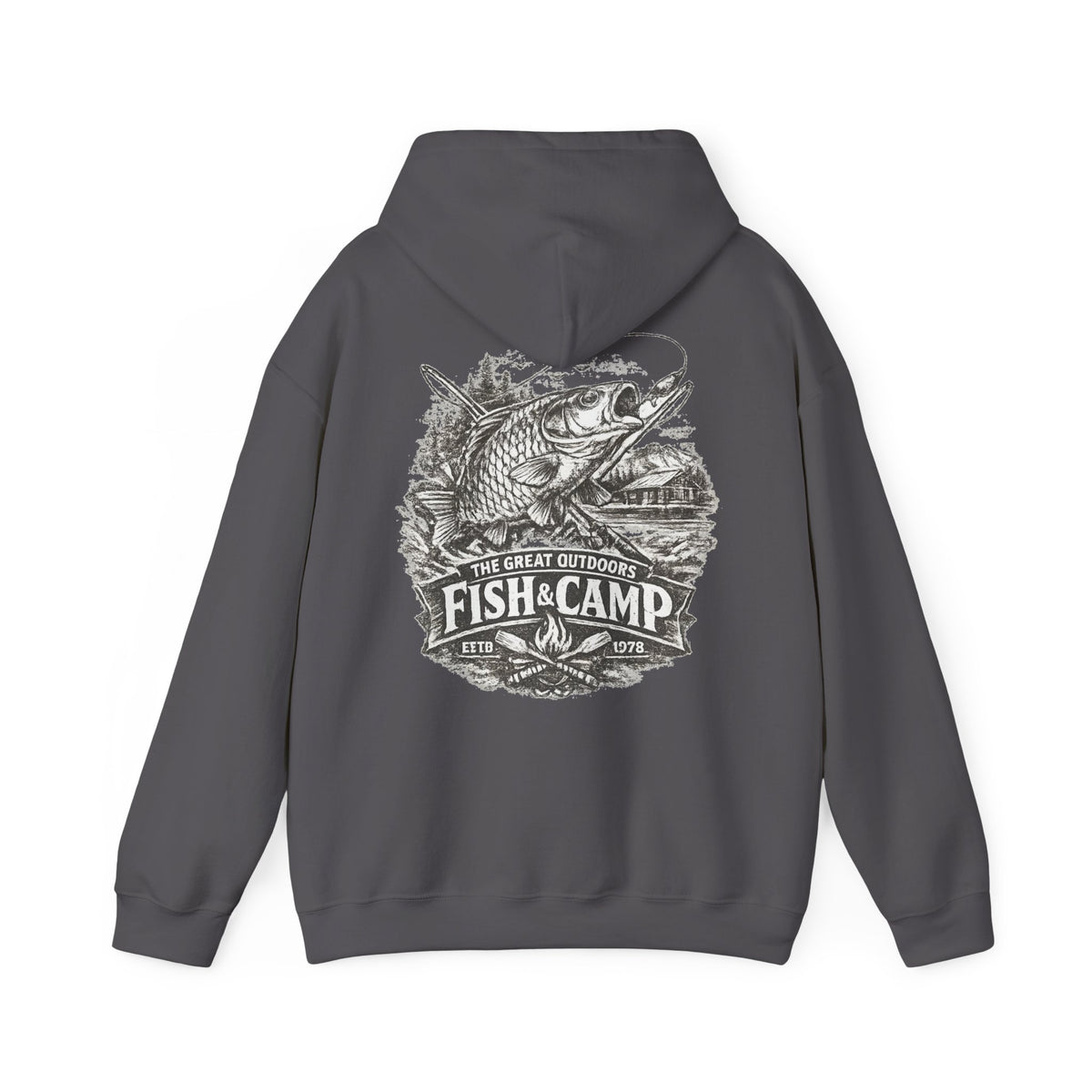 Fish and Camp Unisex Retro-Illustration-Kapuzenpullover