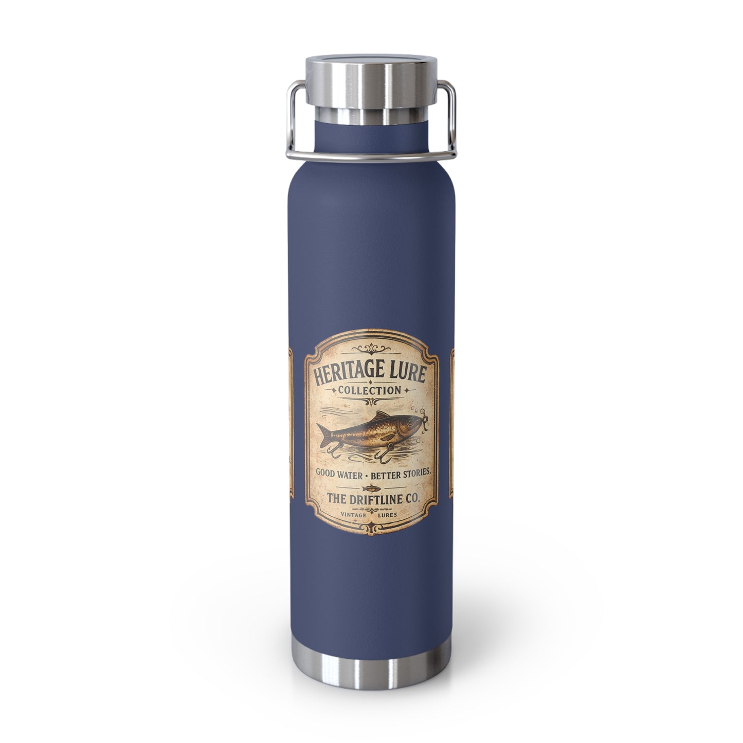 Heritage Lure Collection Black Insulated Flask | Premium Fishing Water Bottle | The Driftline Company