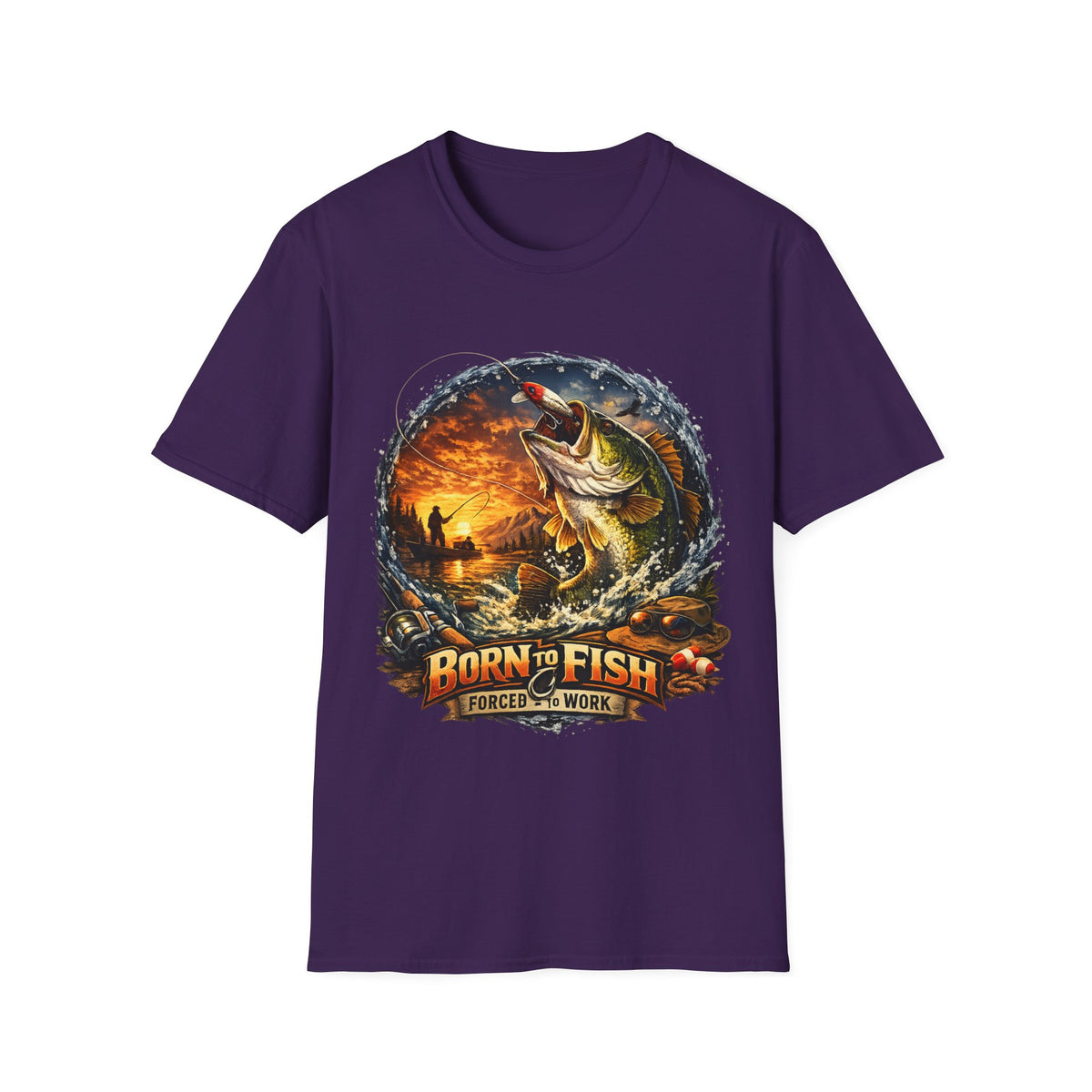 Born to Fish Forced to Work T-Shirt – Fishing Graphic Tee