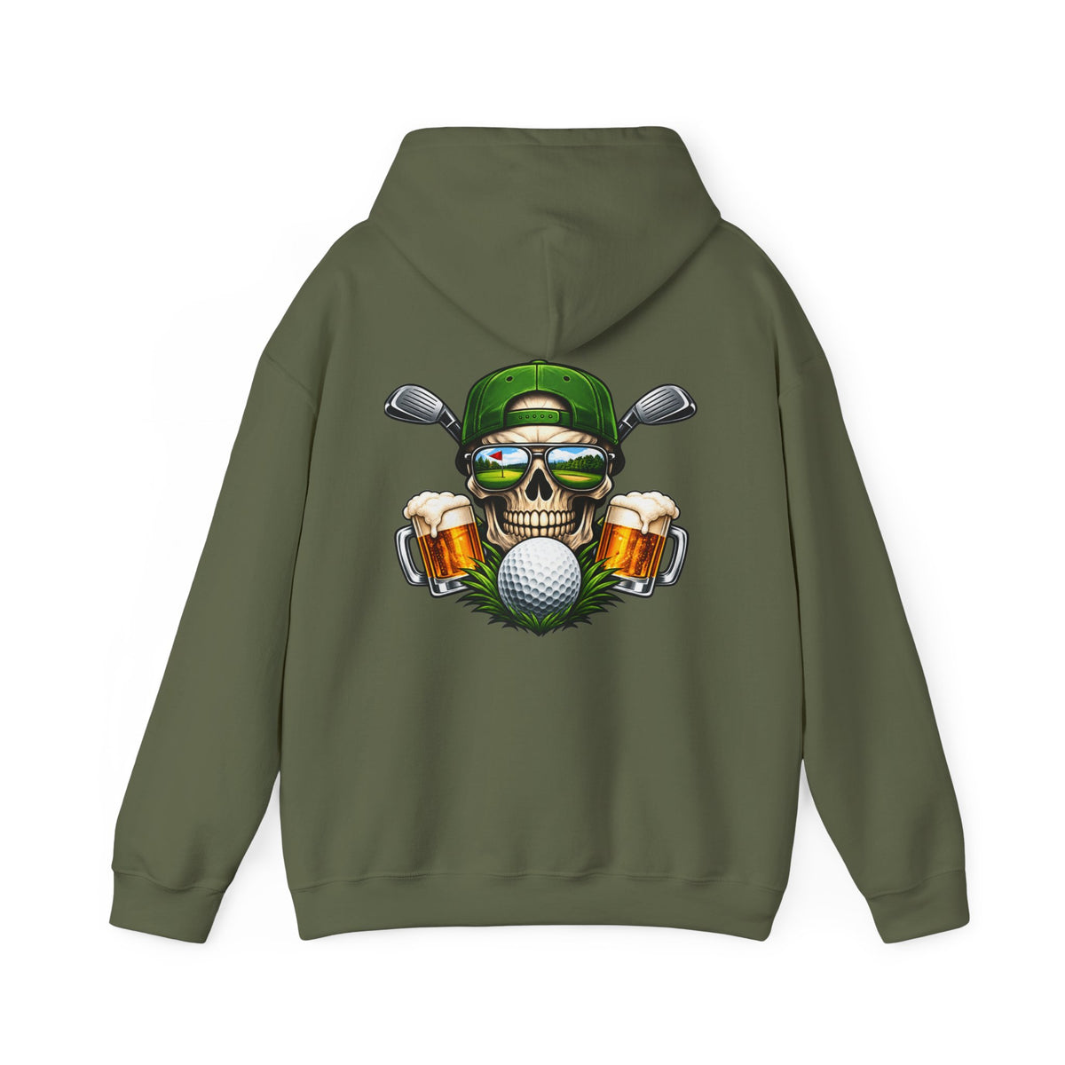 Golf Skull Kapuzenpullover Bier, Schläger & Ball Grafik Pullover