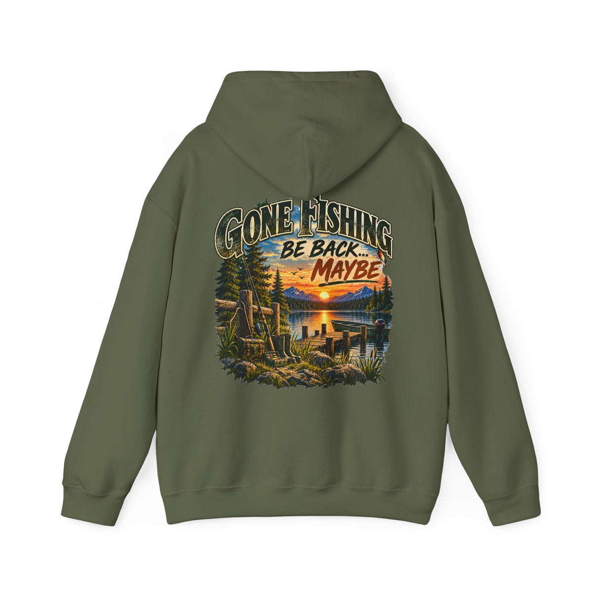 Gone Fishing, Be Back… Maybe Back Print Hoodie – Vintage Fishing Hoodie